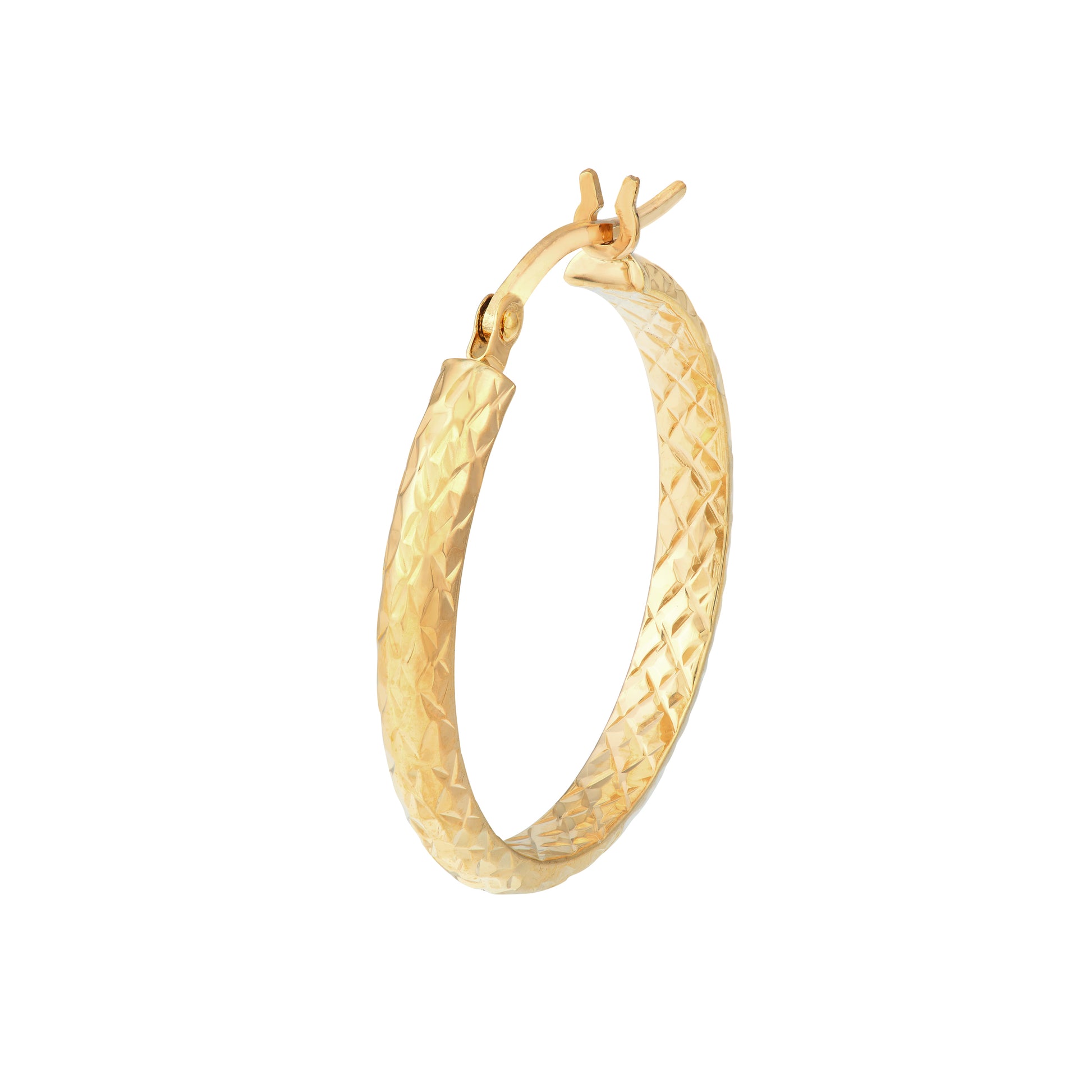 25mm x 3mm Diamond-Cut Hoop Earrings