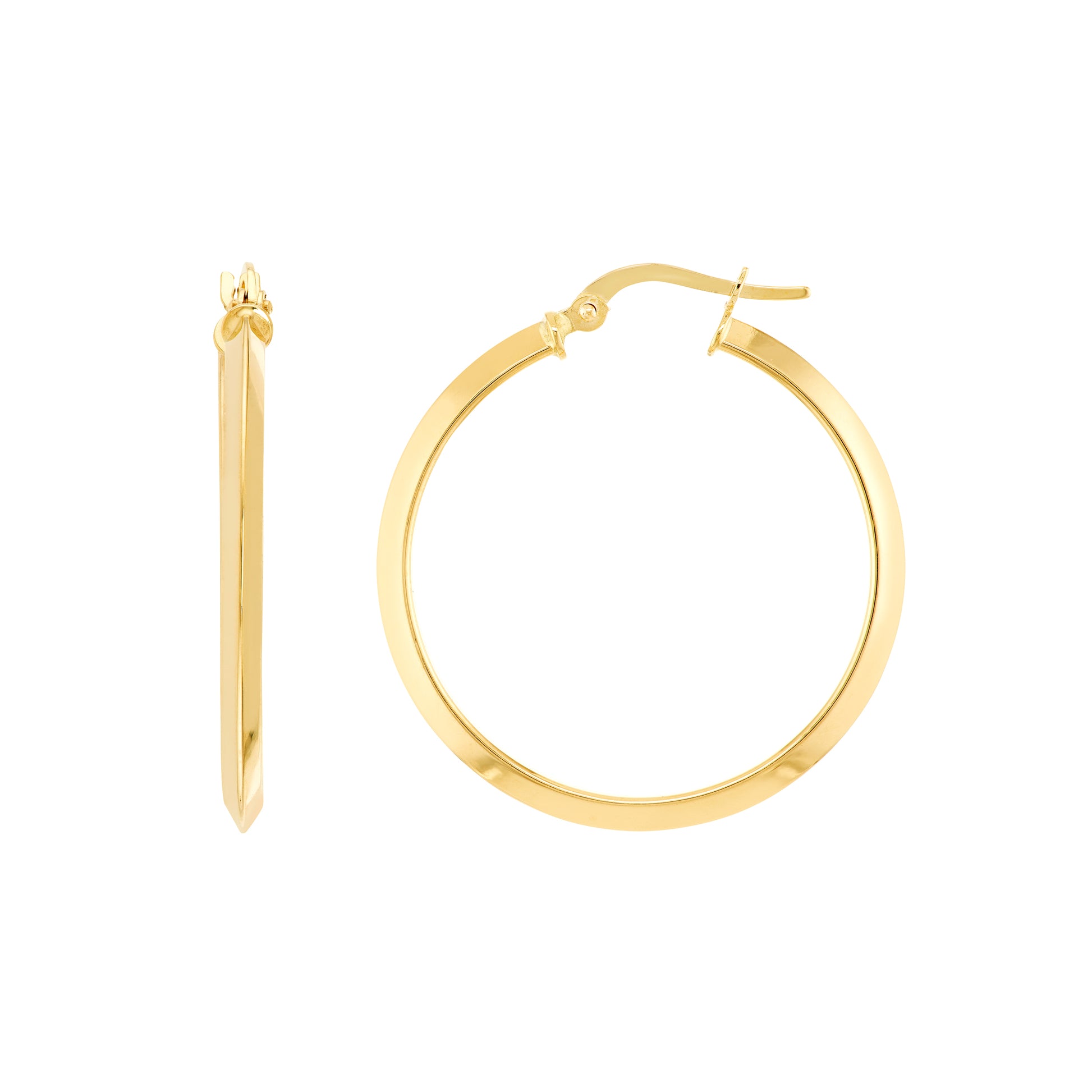 Large Polished Knife Edge Hoop Earrings