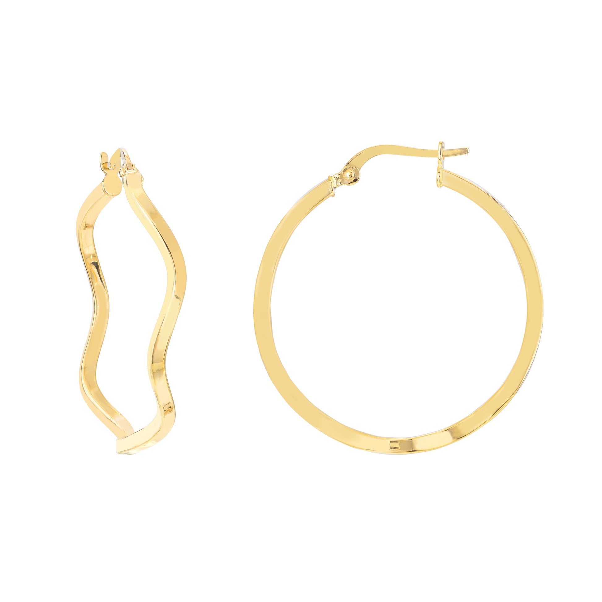 Square Tubing Wave Hoop Earrings
