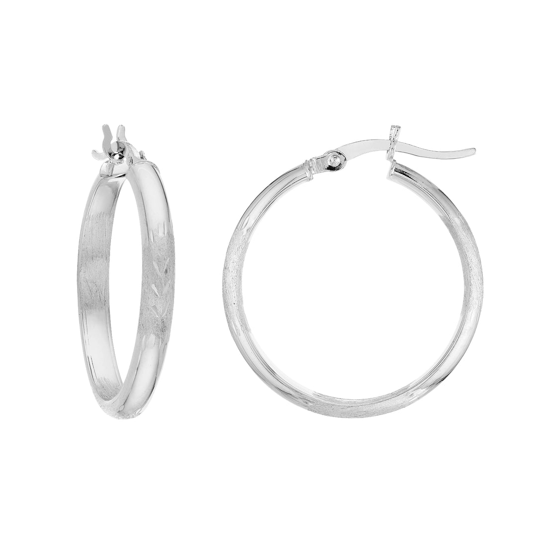 3x25mm Half Round DC Florentine Hoop Earrings