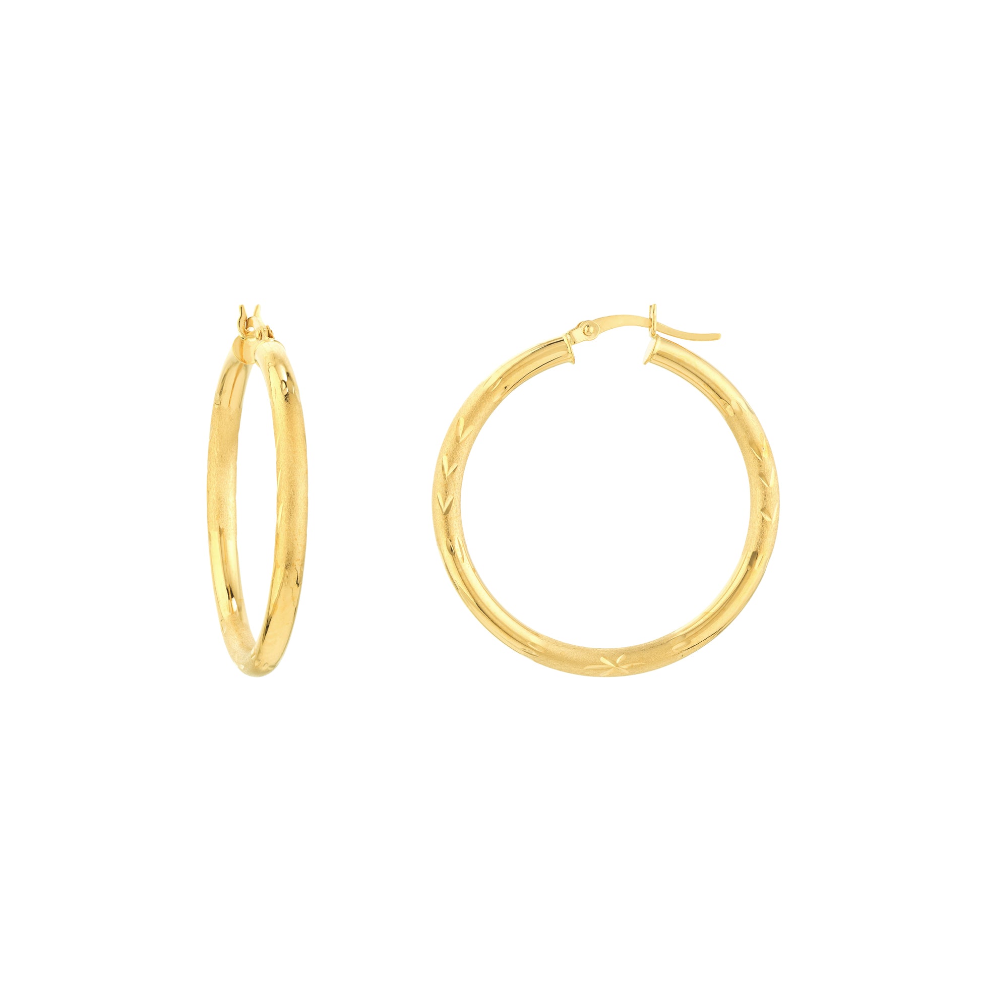 3x35mm D/C Florentine Round Hoop Earrings