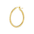 2mm x 25mm Diamond-Cut Hoop Earrings