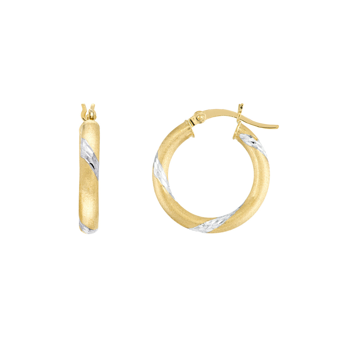 Small Two-Tone DC Banded Hoop Earrings