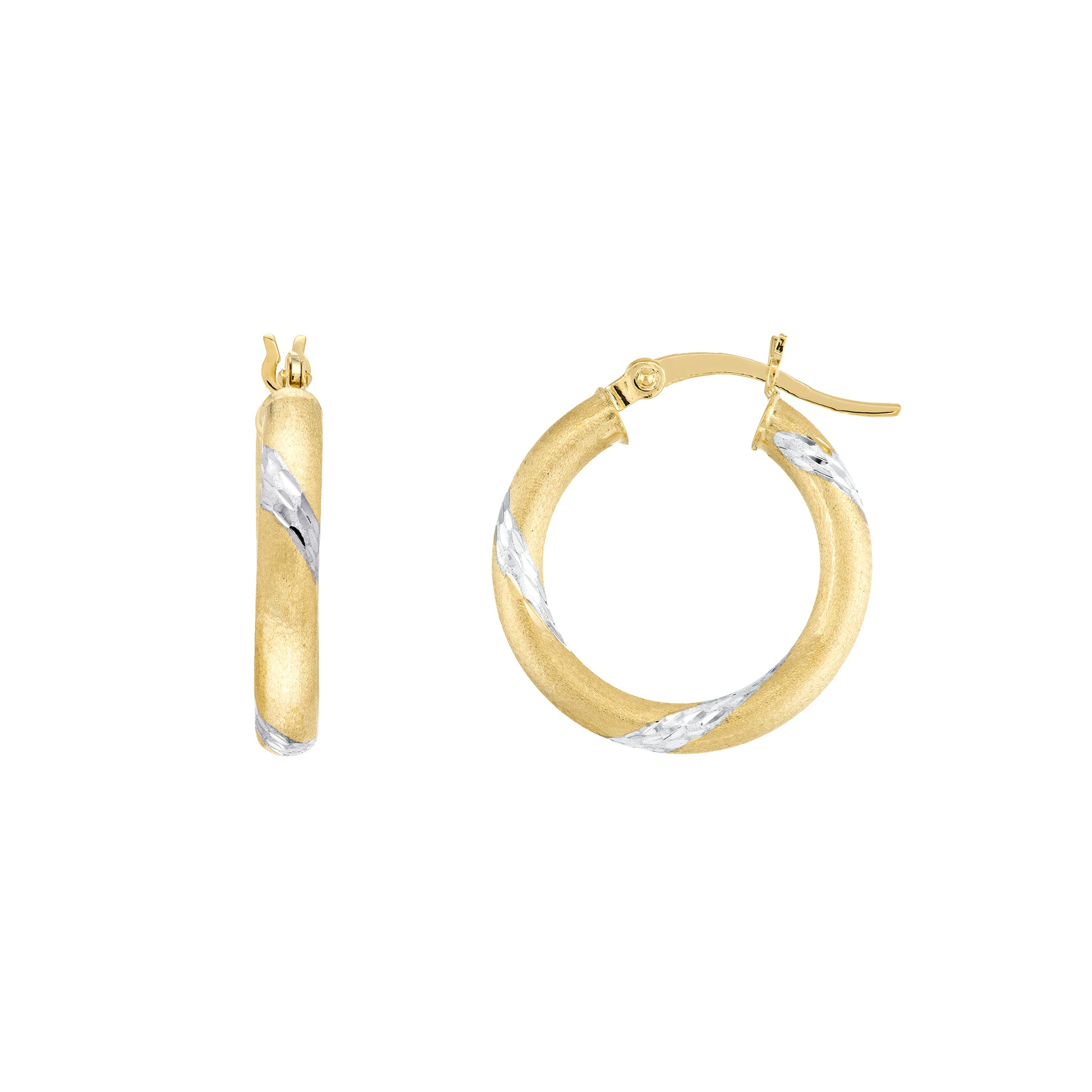 Small Two-Tone DC Banded Hoop Earrings