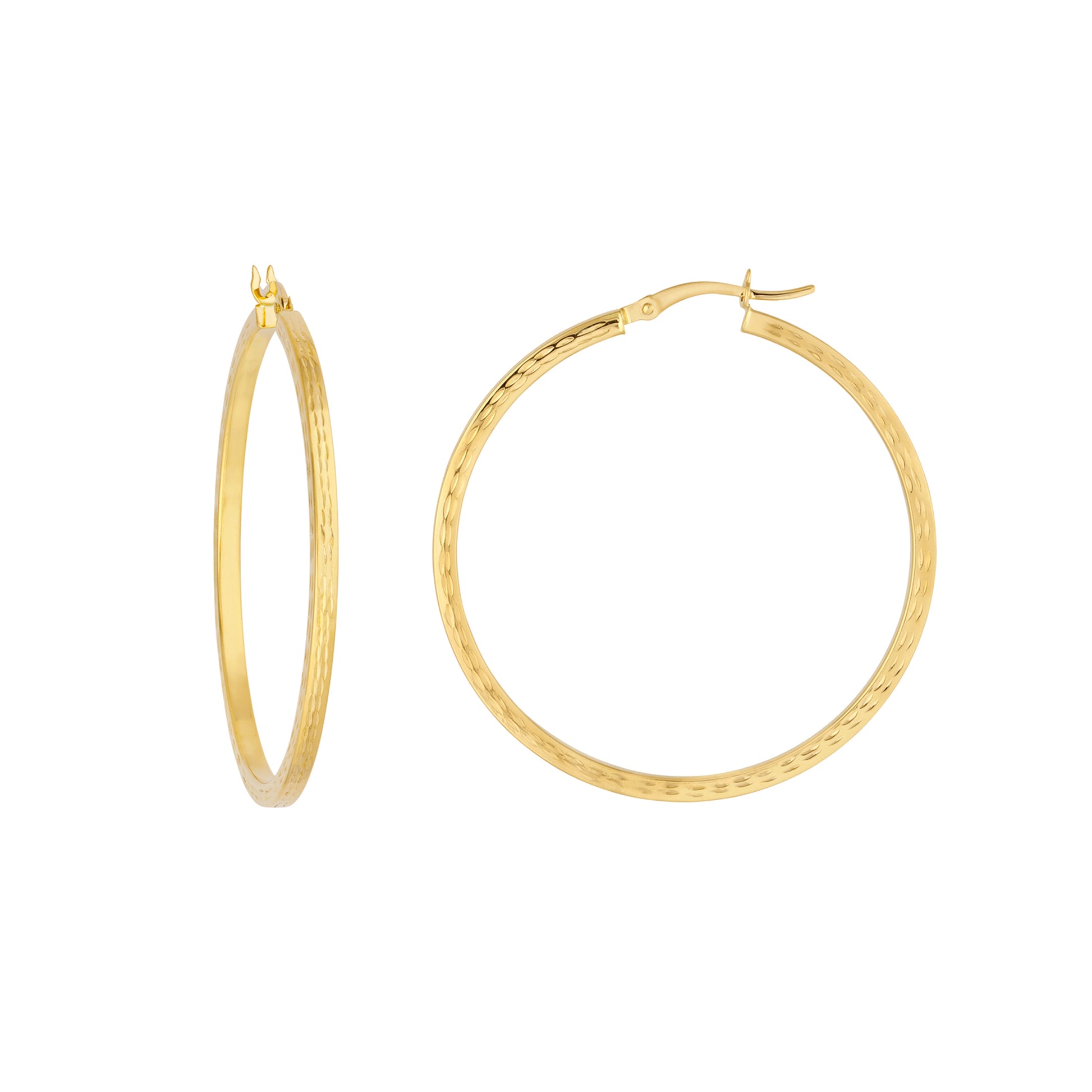 2 X 40mm Square Full D/C Hoop Earrings