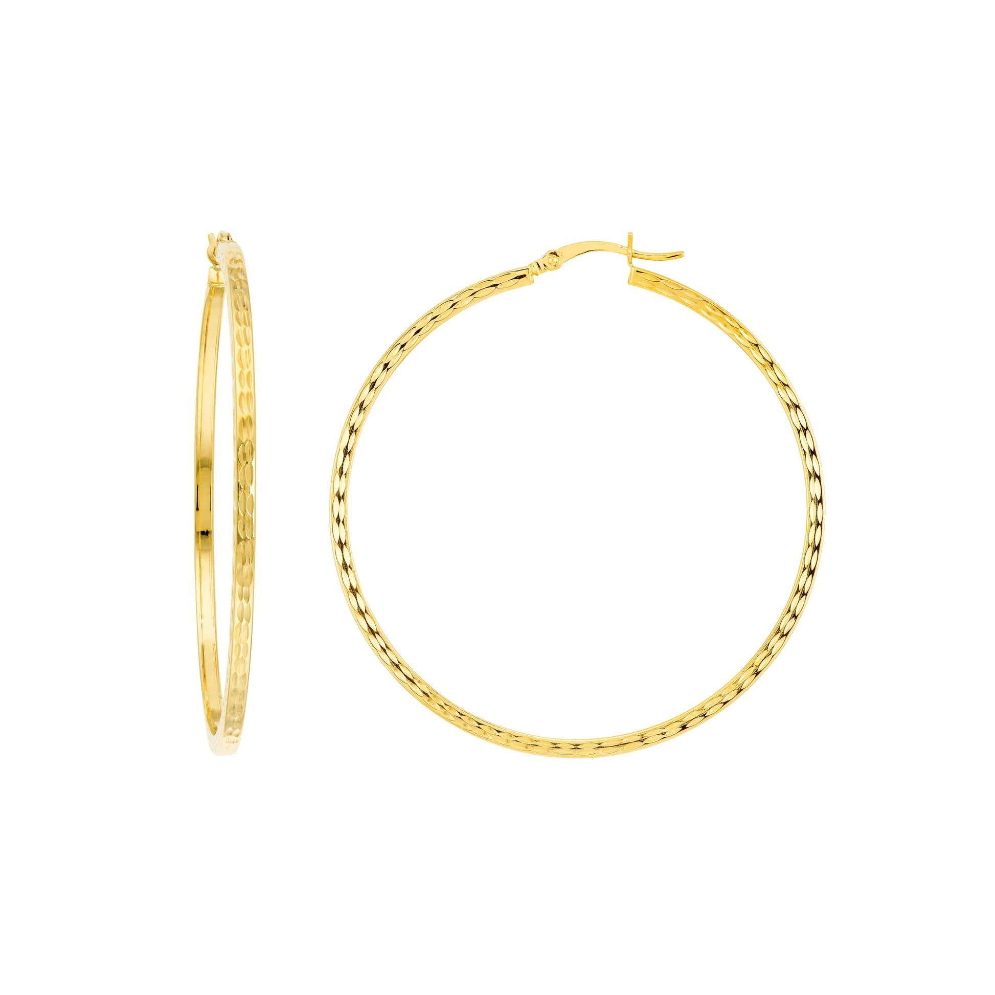 2 X 50mm Square Full DC Hoop Earrings