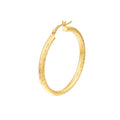 3x35mm Full Diamond-Cut Hoop Earrings