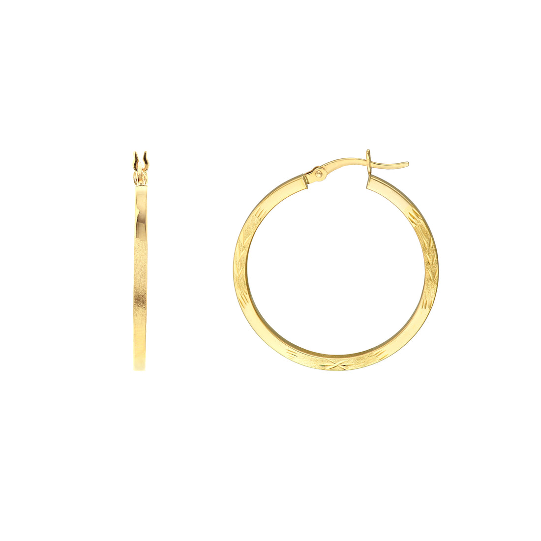 2 X 30mm Square DC Florentine Hoop Earrings