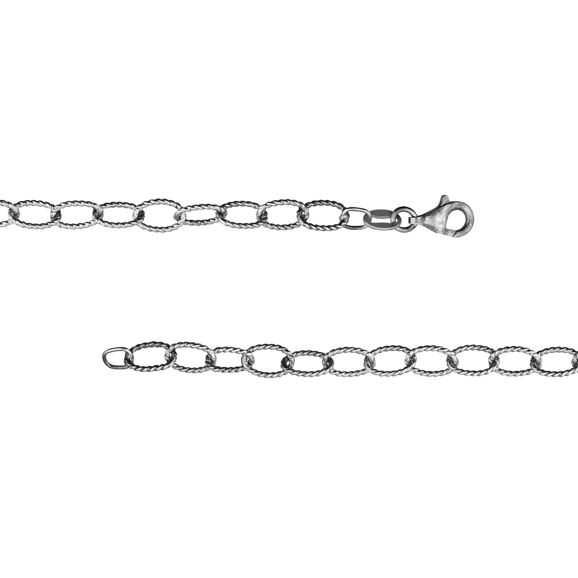 Sterling Silver Oxidized Twisted Cable Chain