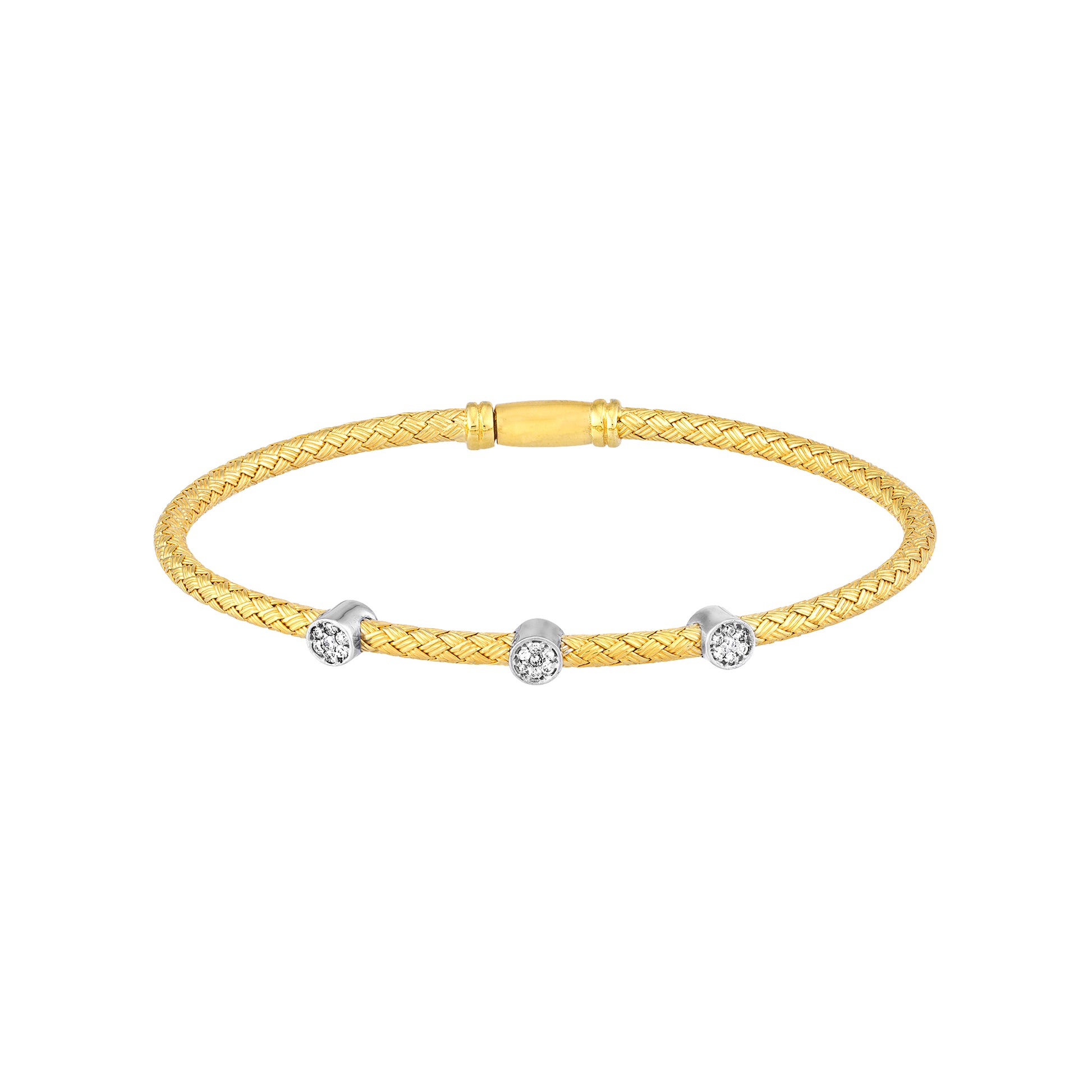 Diamond Trio Station Mesh Bangle