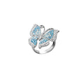 Silver Blue/White Butterfly Ring