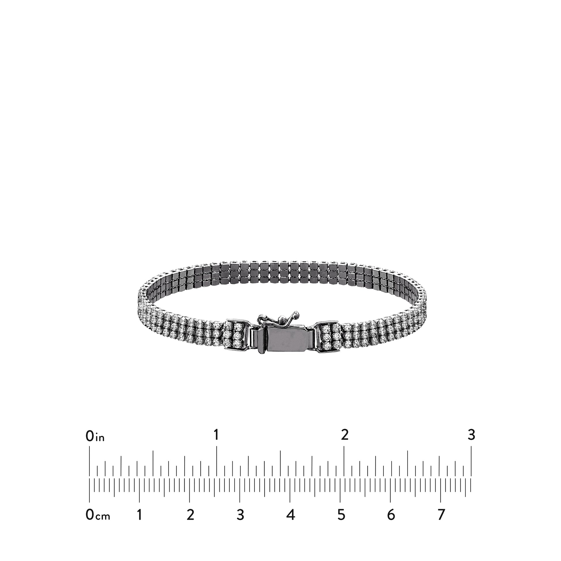 Plated Sterling Silver Triple CZ Row Bracelet