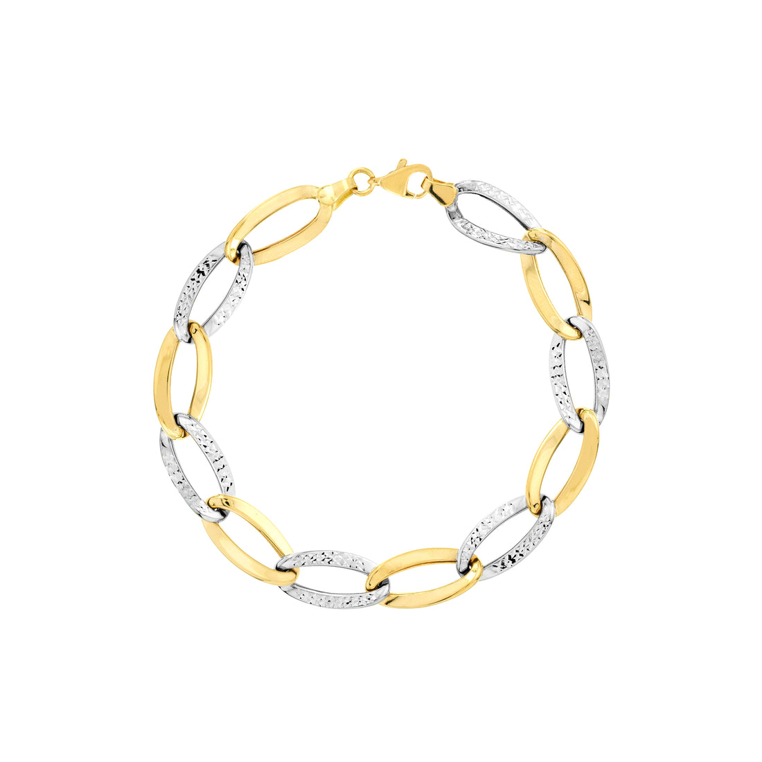 Two-Tone Alternating Open Oval Link Bracelet