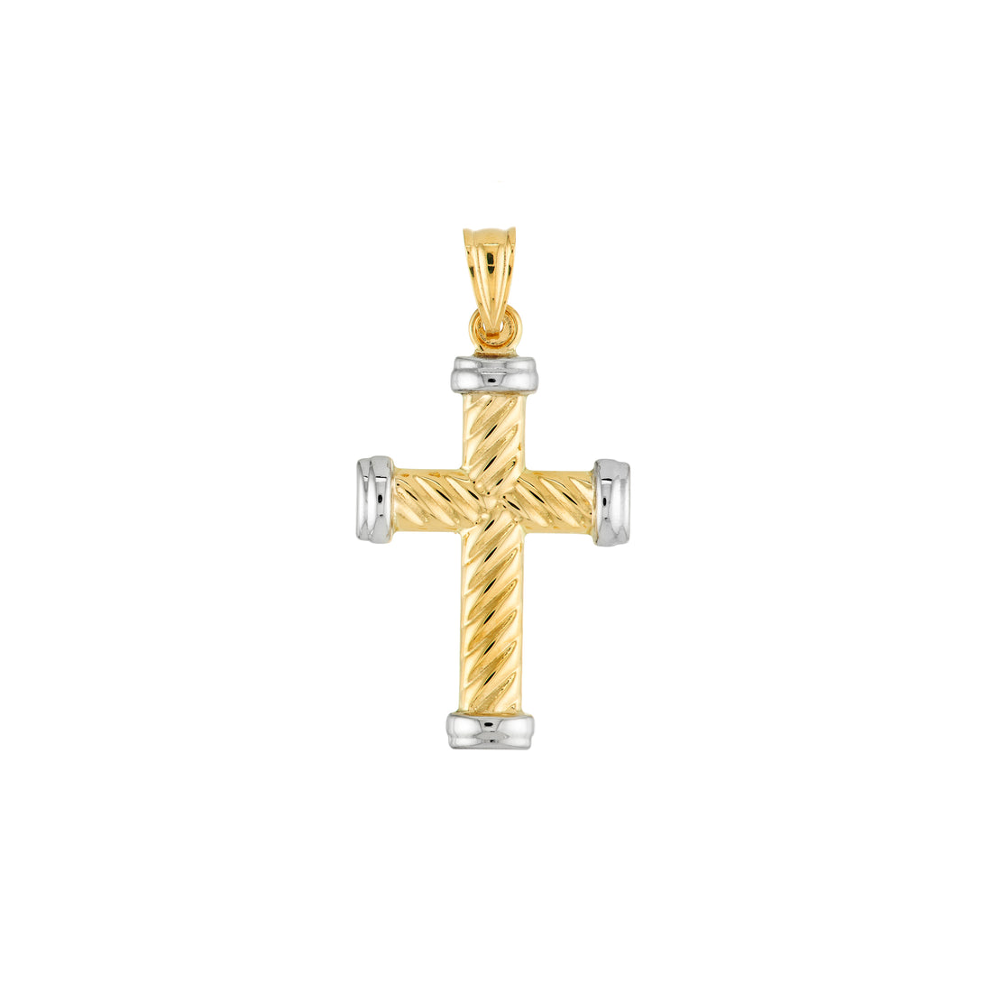 Two-Tone Twisted Rope Cross Pendant