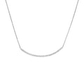 Sterling Silver Curved CZ Bar Adjustable Necklace
