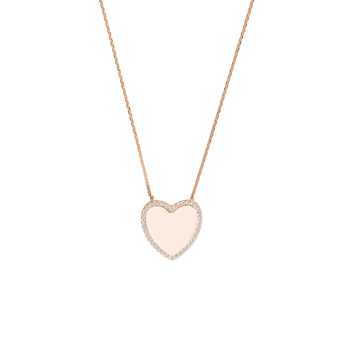Sterling Silver Heart with CZ Frame Adjustable Necklace