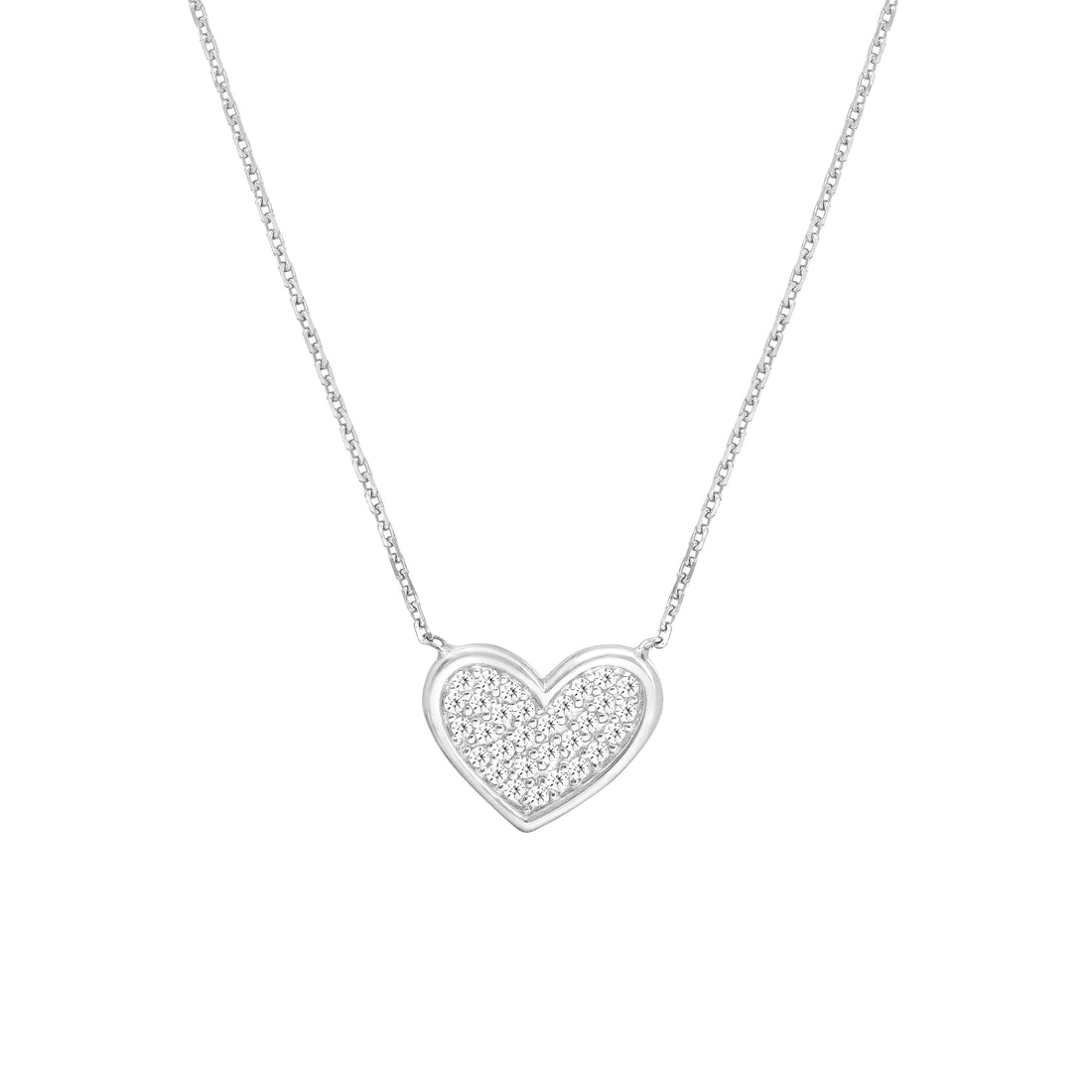 Sterling Silver CZ-Filled Heart Adjustable Necklace