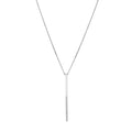 Sterling Silver Half-CZ Vertical Bar Adjustable Necklace