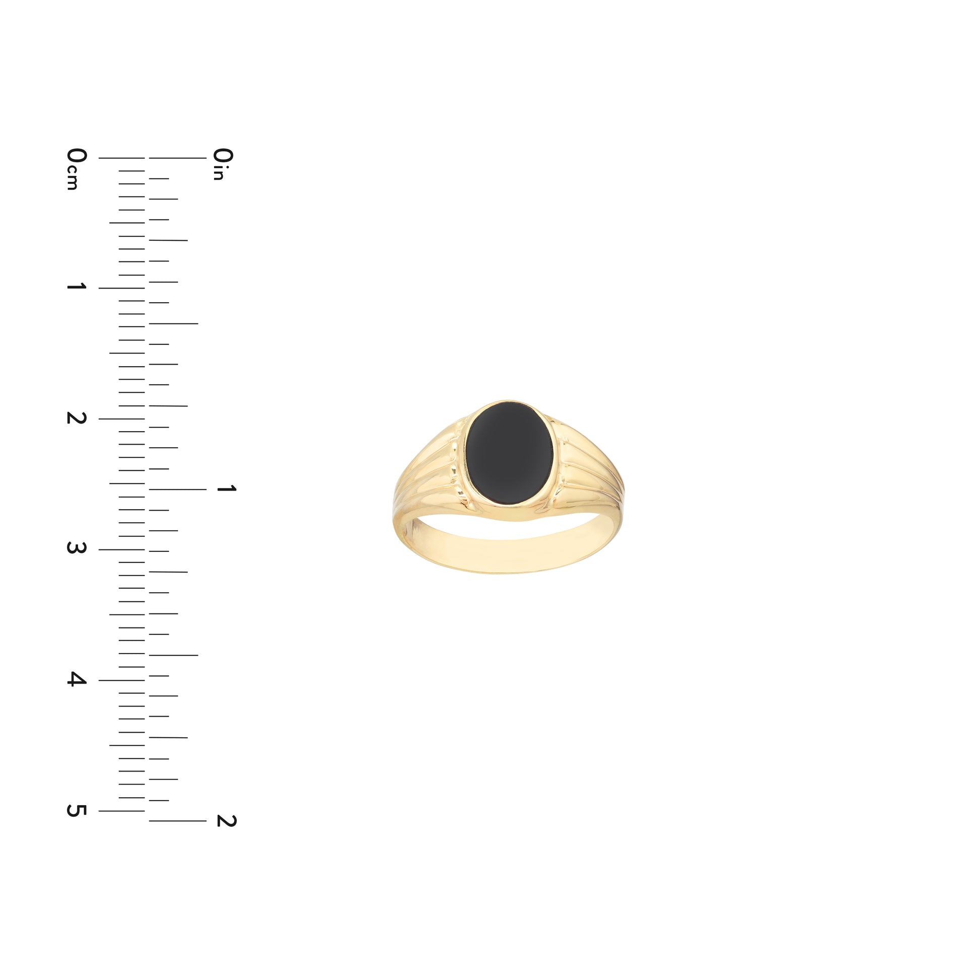 Oval Onyx Signet Ring with Textured Sides