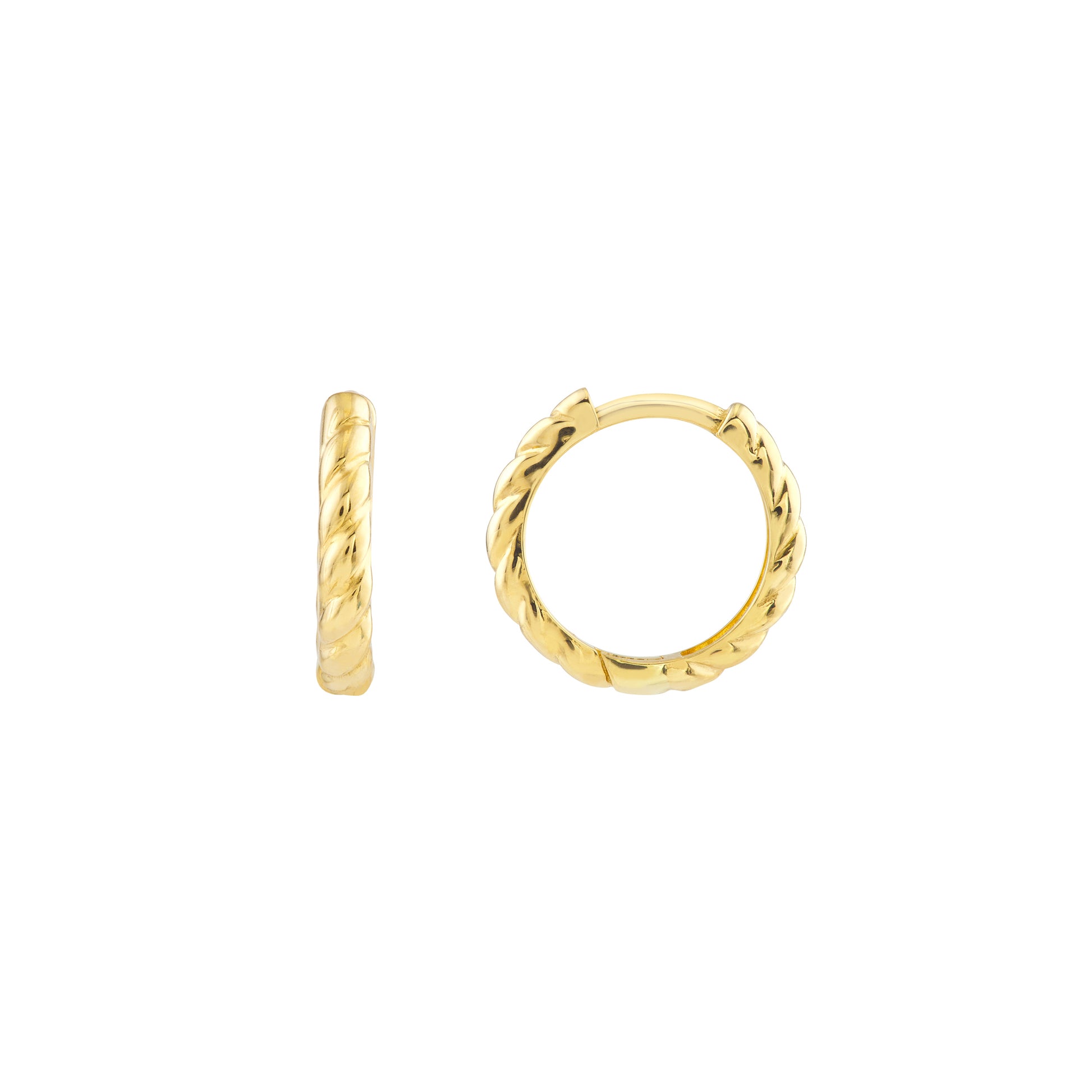 Small Ribbed Polished Hoops