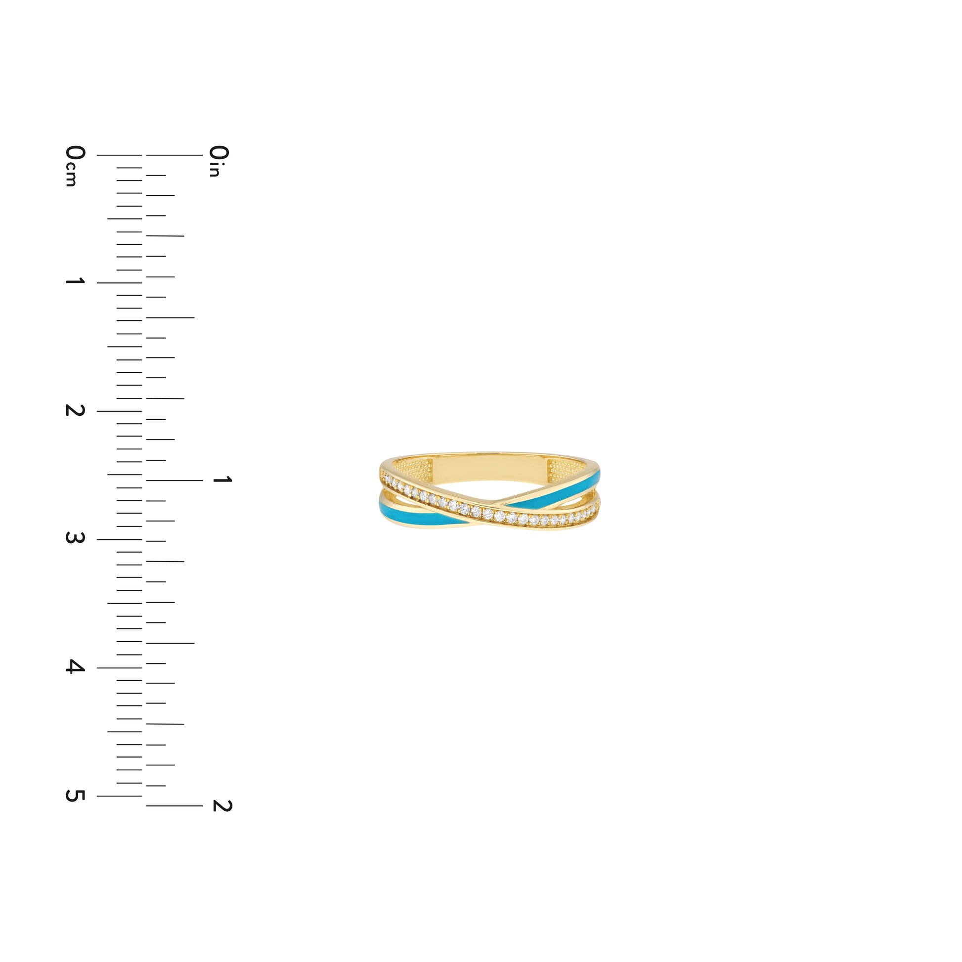 Diamond and Neon Blue Enamel X Ring