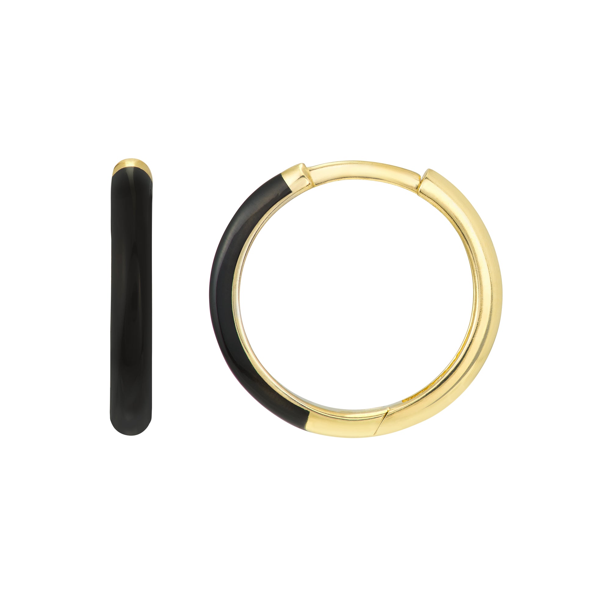 Black Enamel 1/2 Polished Hoops