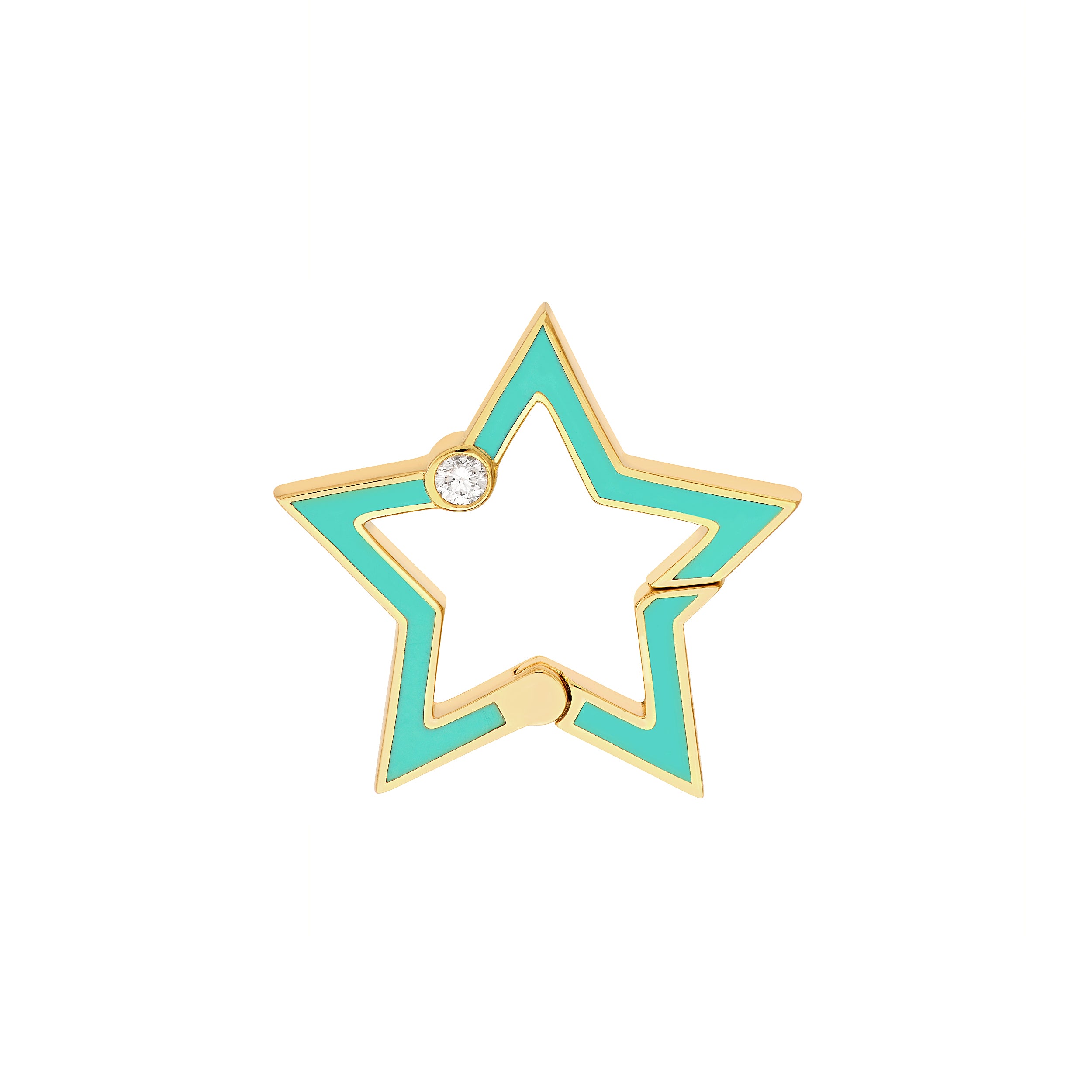 Diamond Bezel Turq Enamel Star Push Lock – The Gold Connection LLC