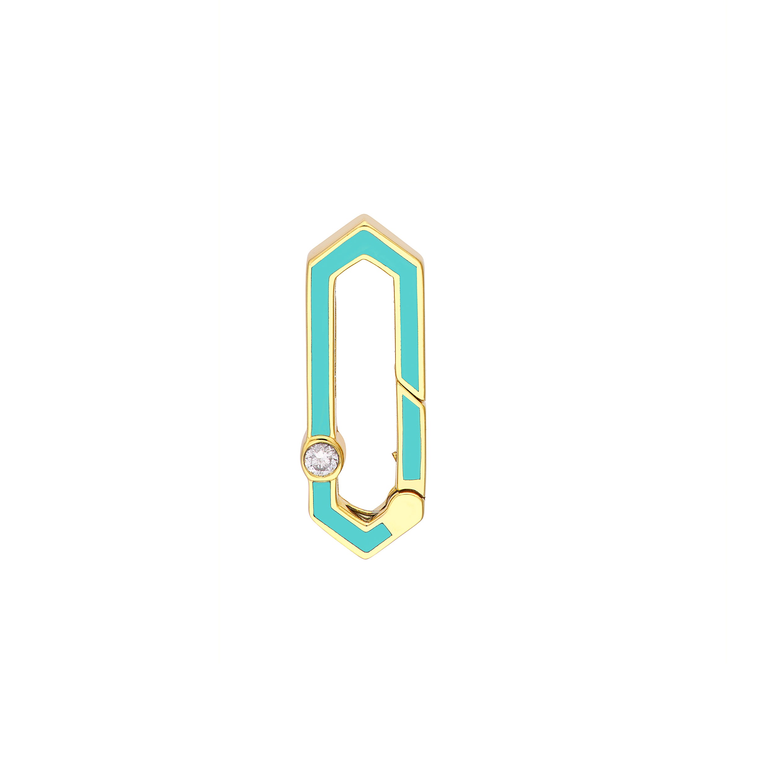 Diamond Bezel Turq Enamel Hexagon Push Lock – The Gold Connection LLC