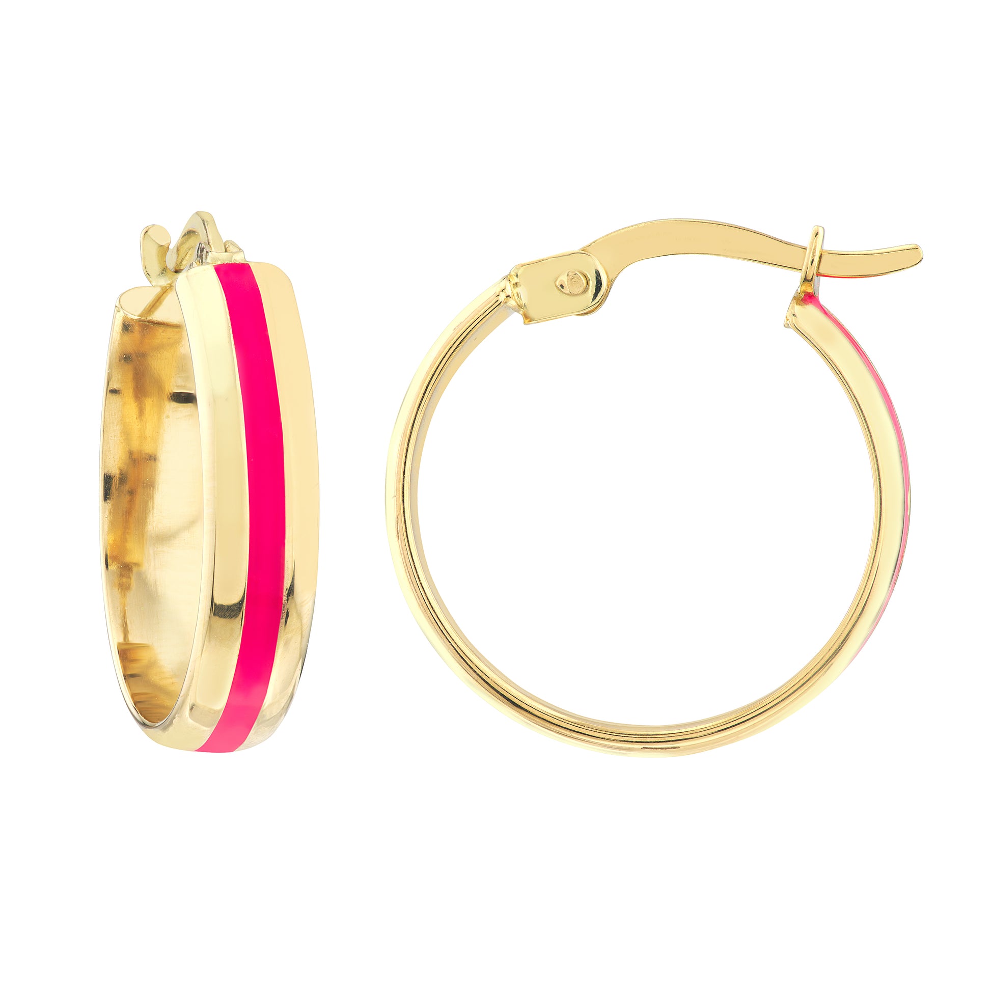 Medium Neon Pink Enamel Round Hoops
