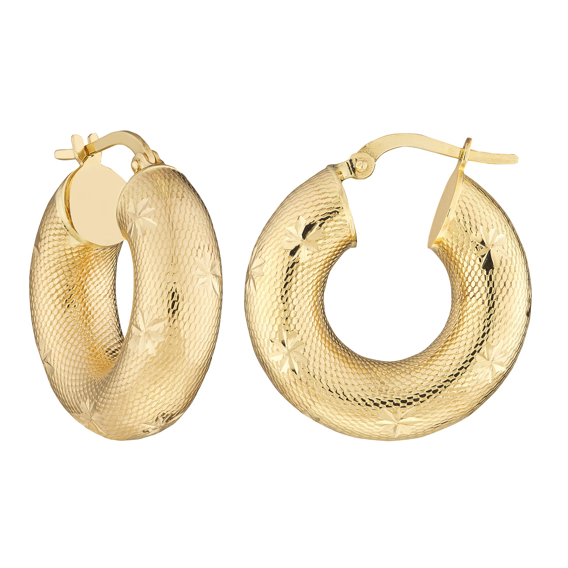 Round Textured D/C Hoop Earrings