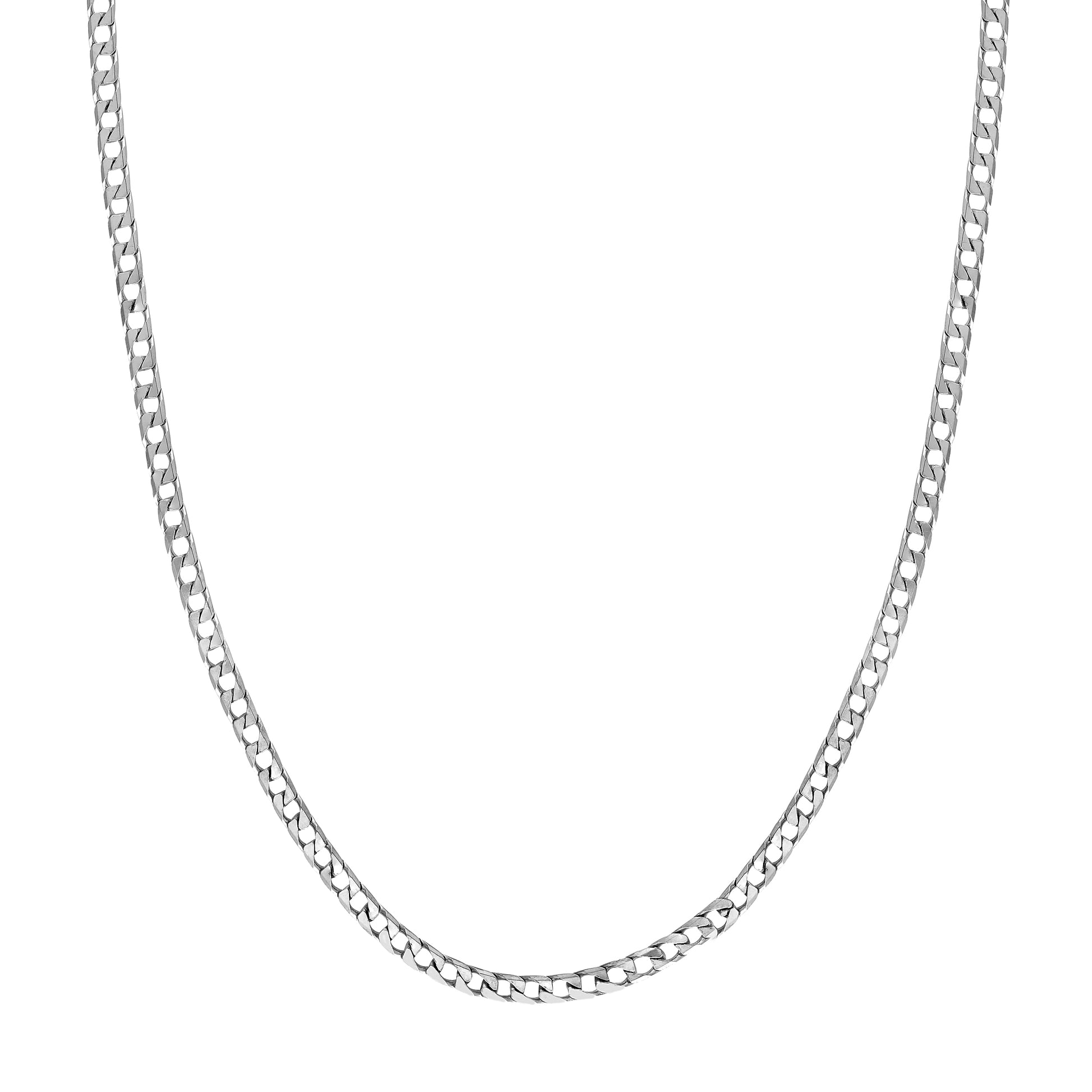 Sterling Silver 3.45mm Square Curb Chain with Lobster Lock