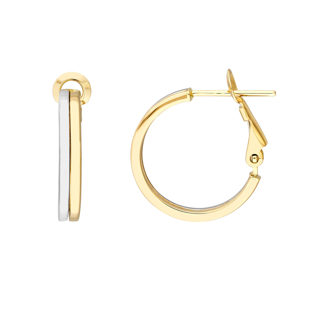 18mm Two-Tone Omega Back Earrings