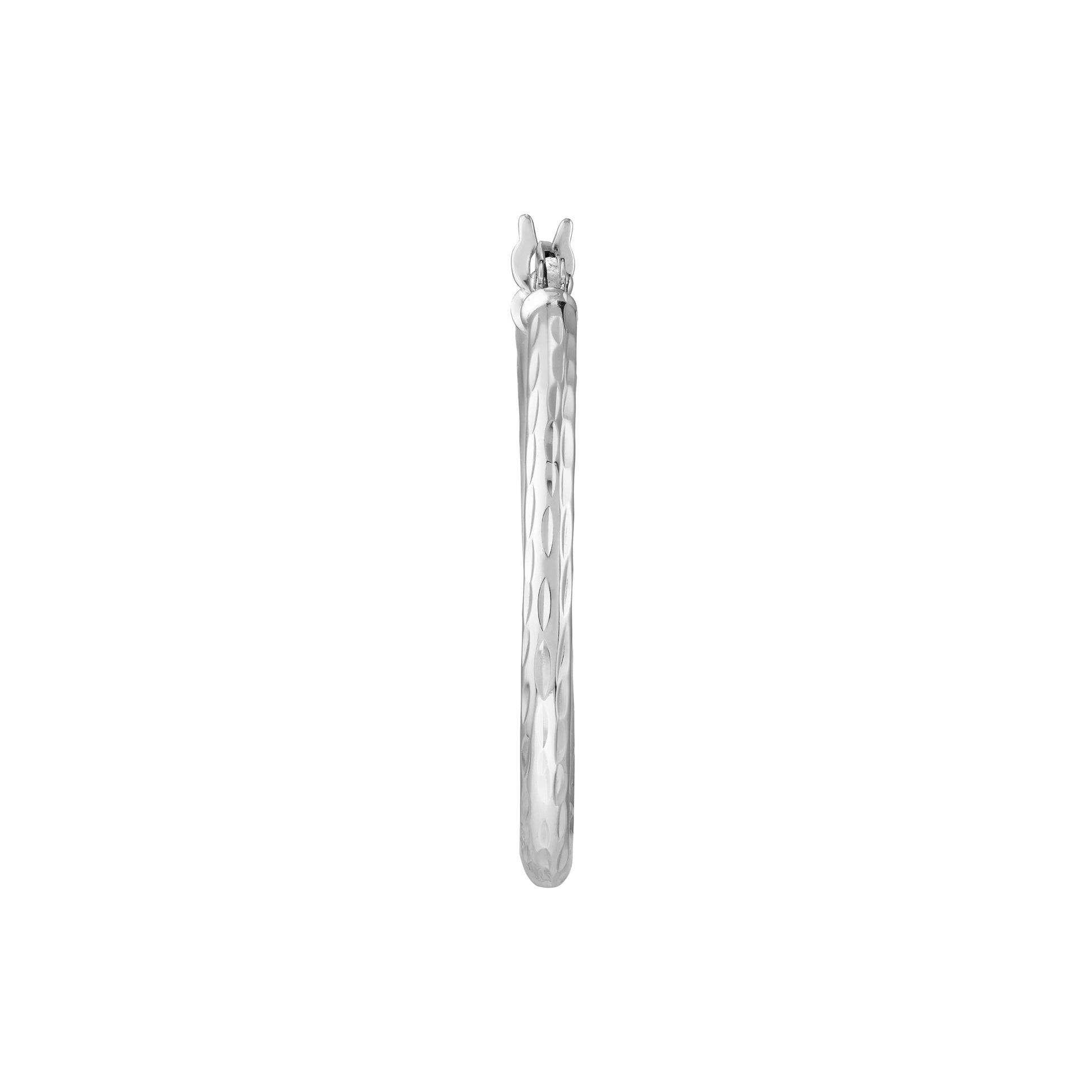 2mm x 20mm Diamond-Cut Hoop Earrings