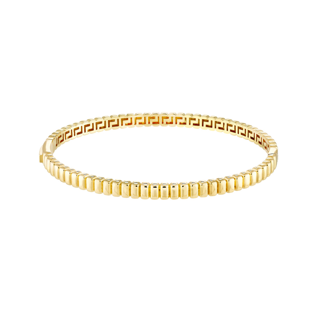 Ribbed Hinge Bangle Bracelet