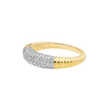 Diamond Pavé Ribbed Dome Ring