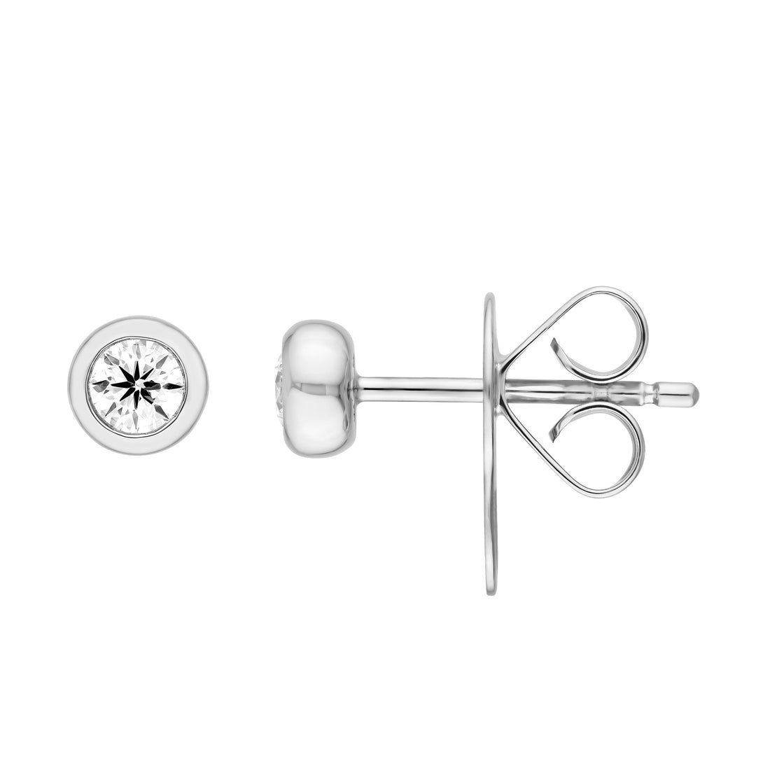 Bezel Set Diamond Stud Earrings (1/5tcw)