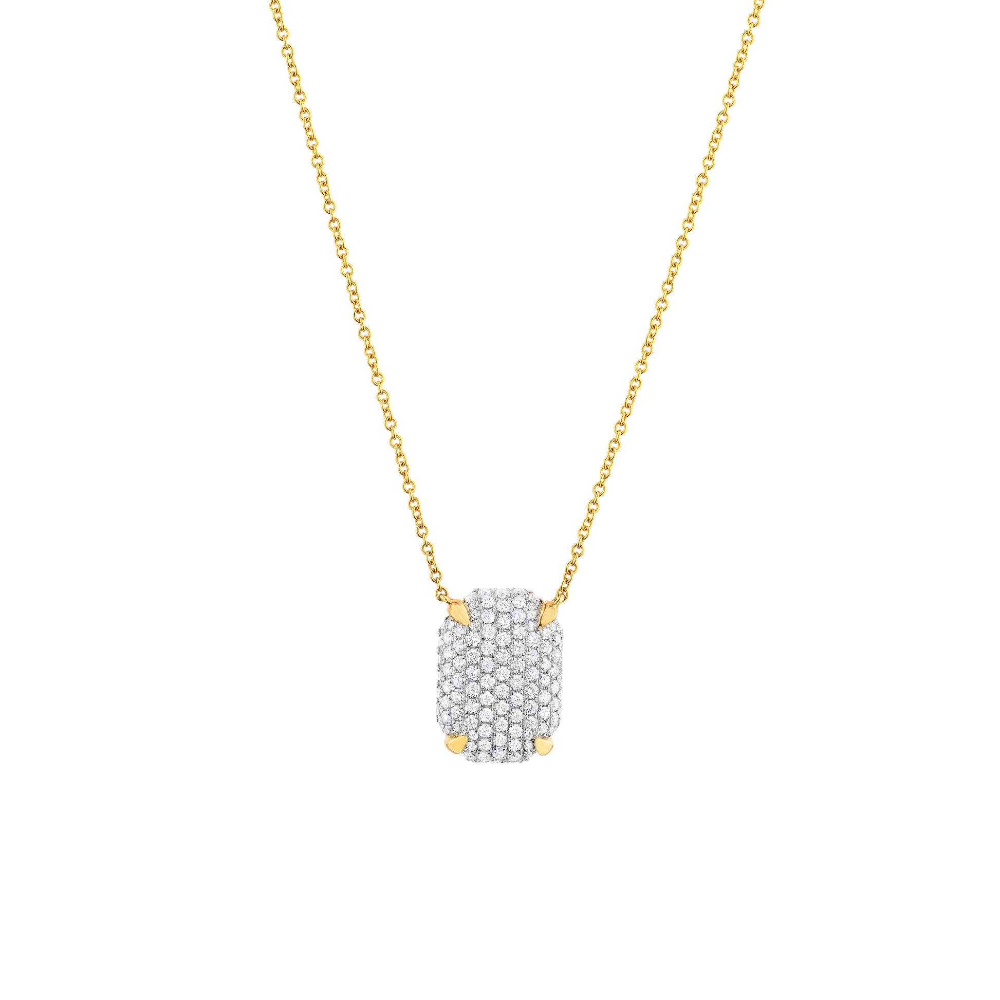 Diamond Pavé Rectangle Pendant Necklace