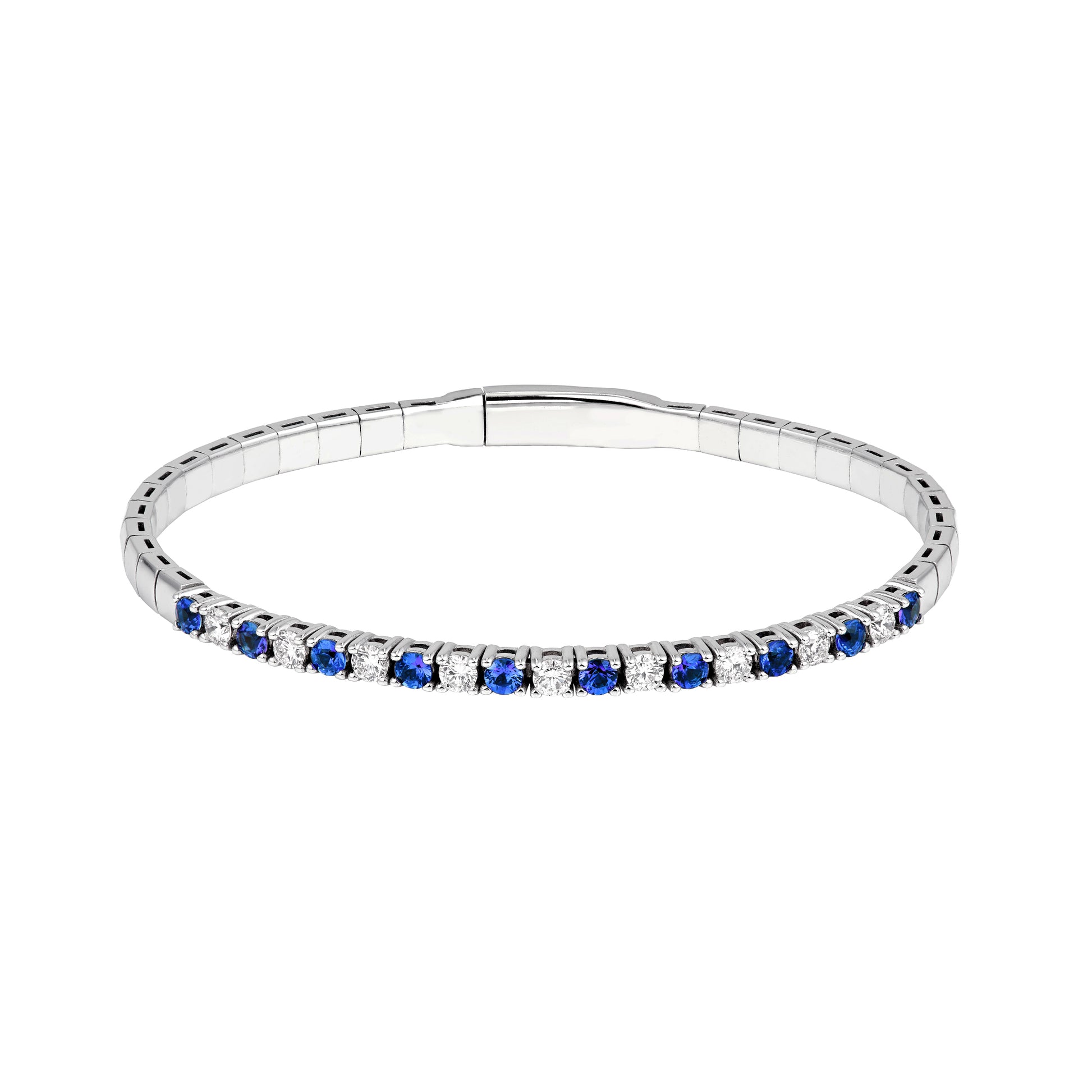 Blue Sapphire & Diamond Flex Tennis Bracelet