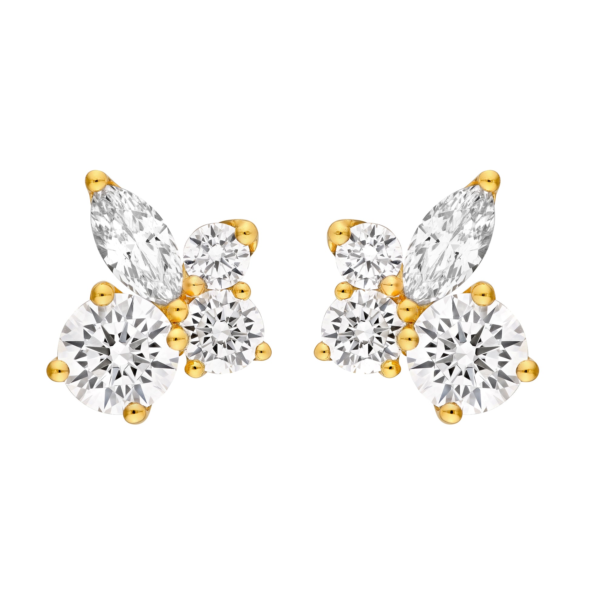 Diamond Blossom Cluster Stud Earrings