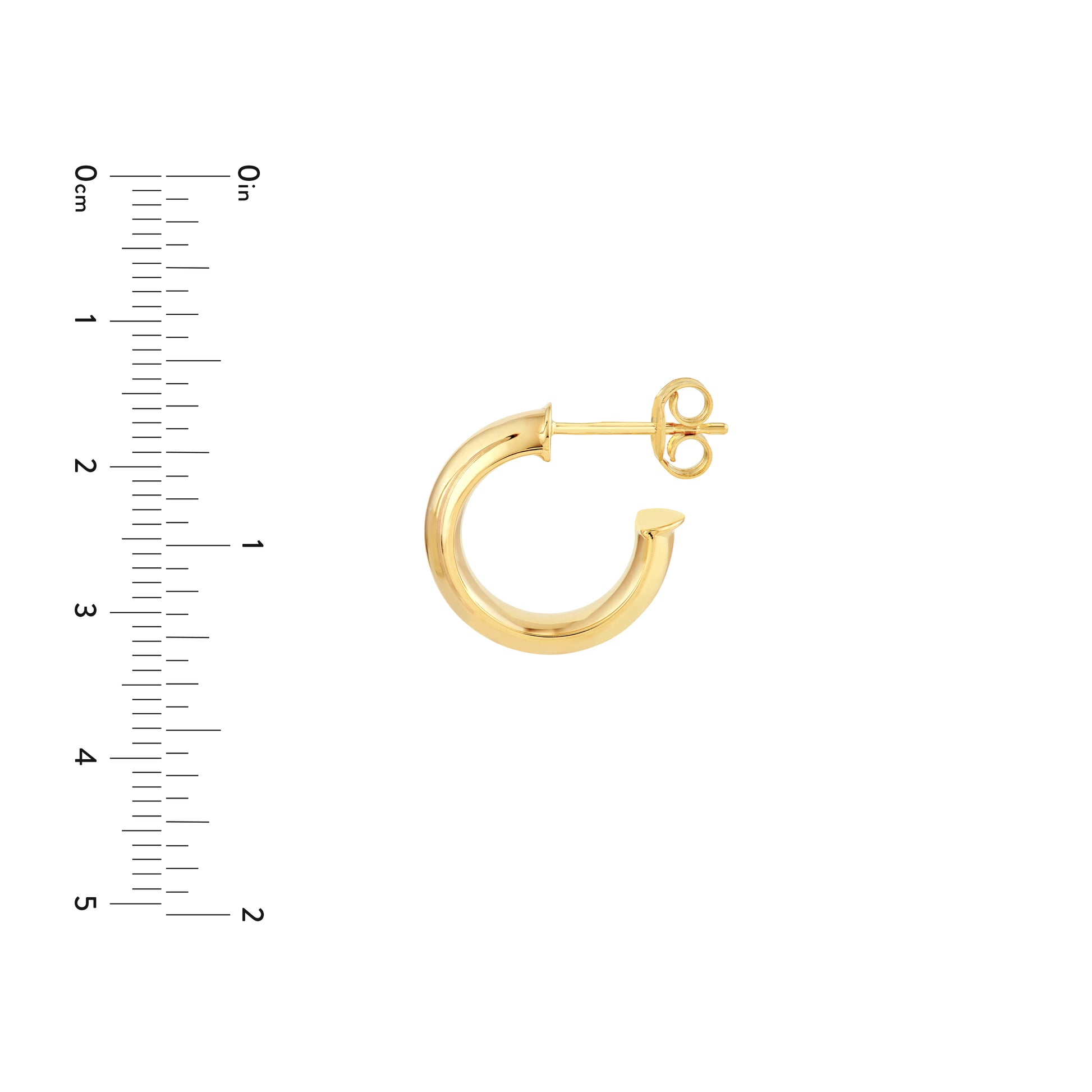 15mm D-Tube Round Hoop Earrings