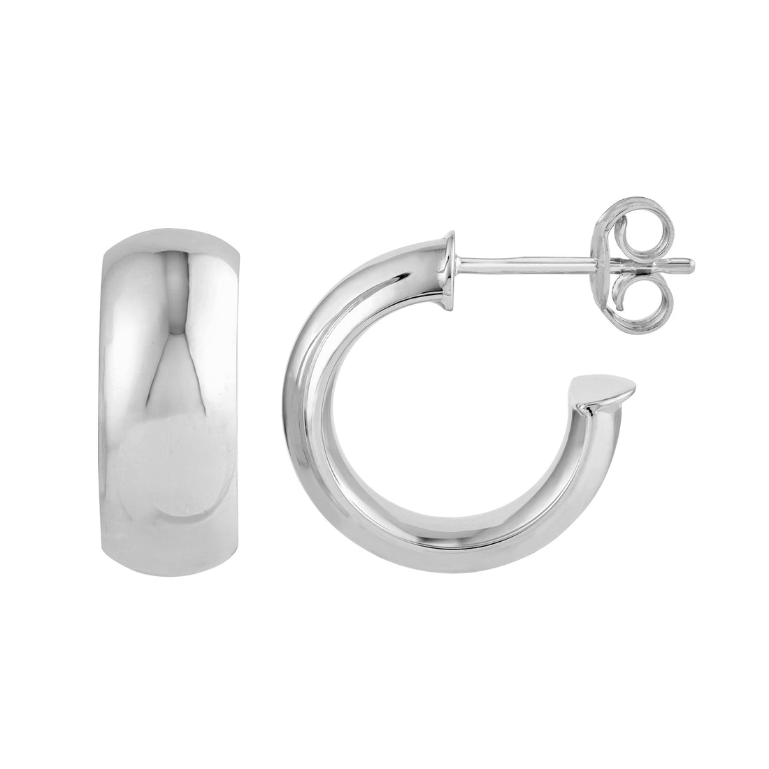 15mm D-Tube Round Hoop Earrings
