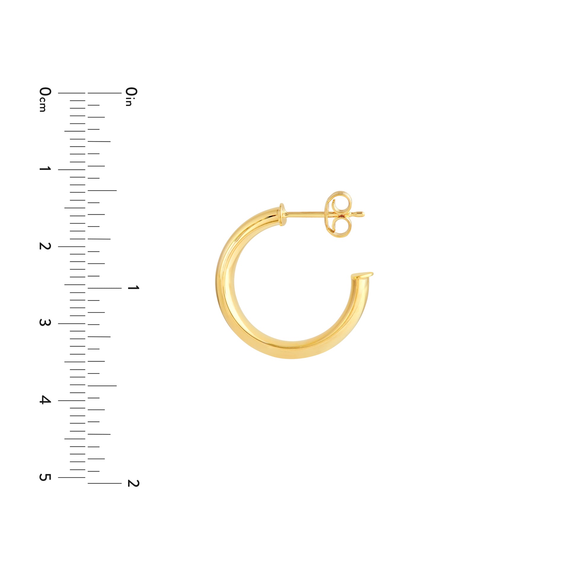 15mm D-Tube Round Hoop Earrings