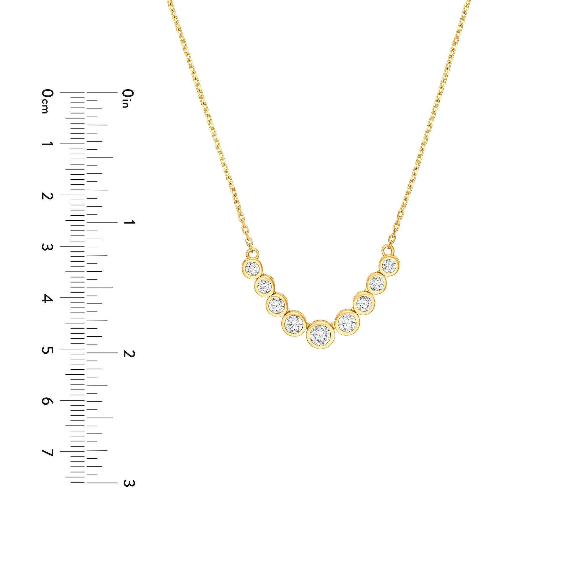Bezel Set 9 Stone Graduated Diamond Neckace
