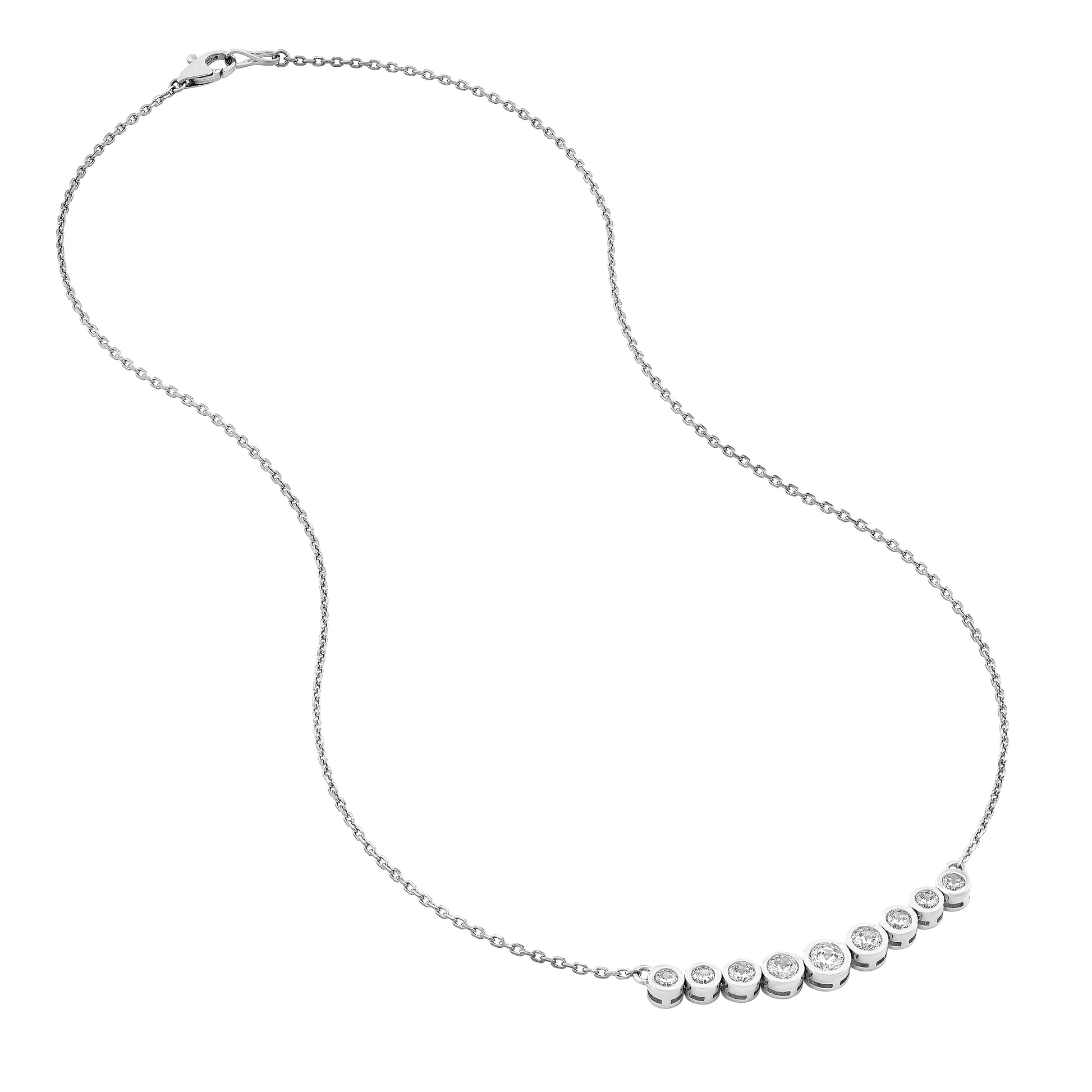 Bezel Set 9 Stone Graduated Diamond Neckace