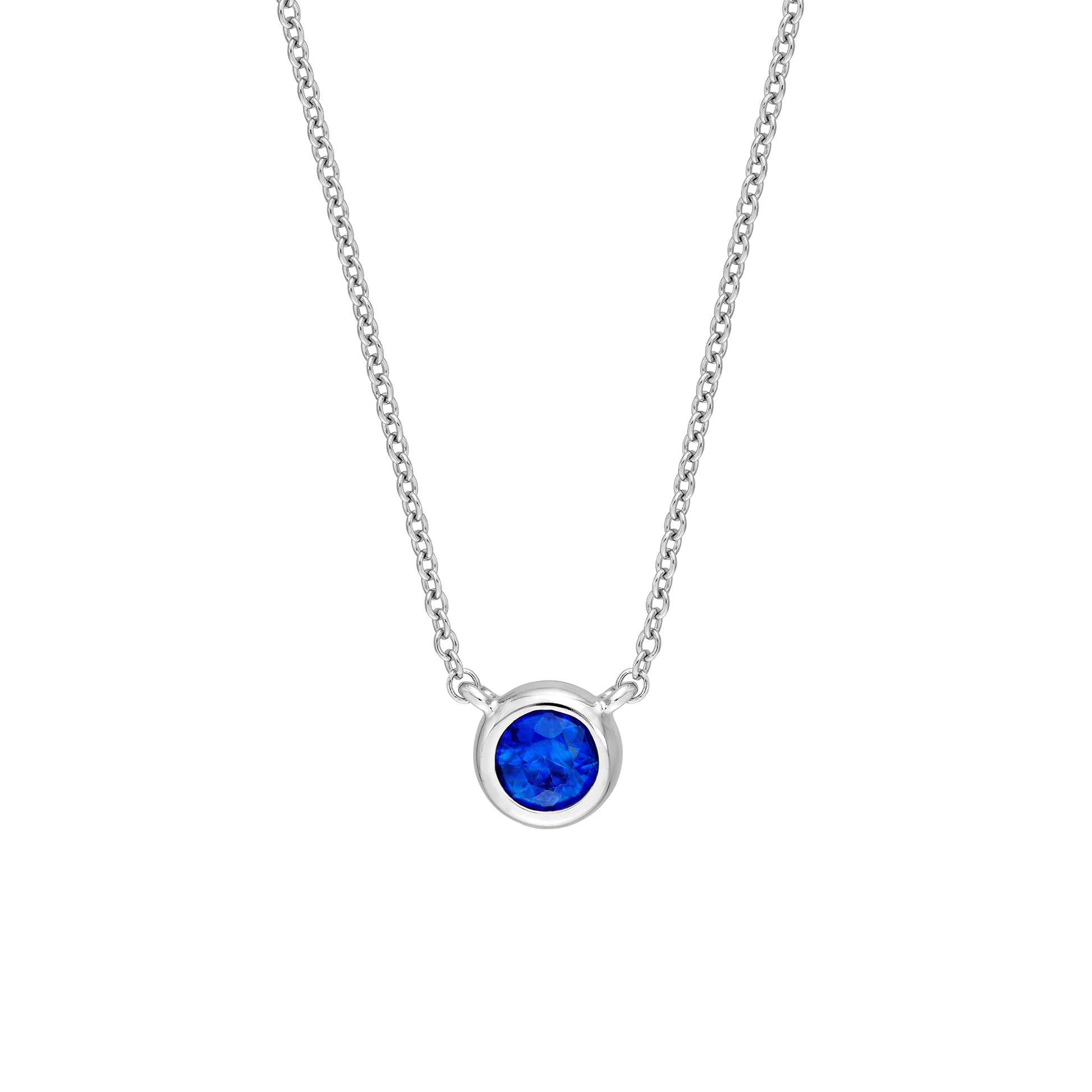 4mm Rnd Blue Sapphire Bezel Adj Necklace