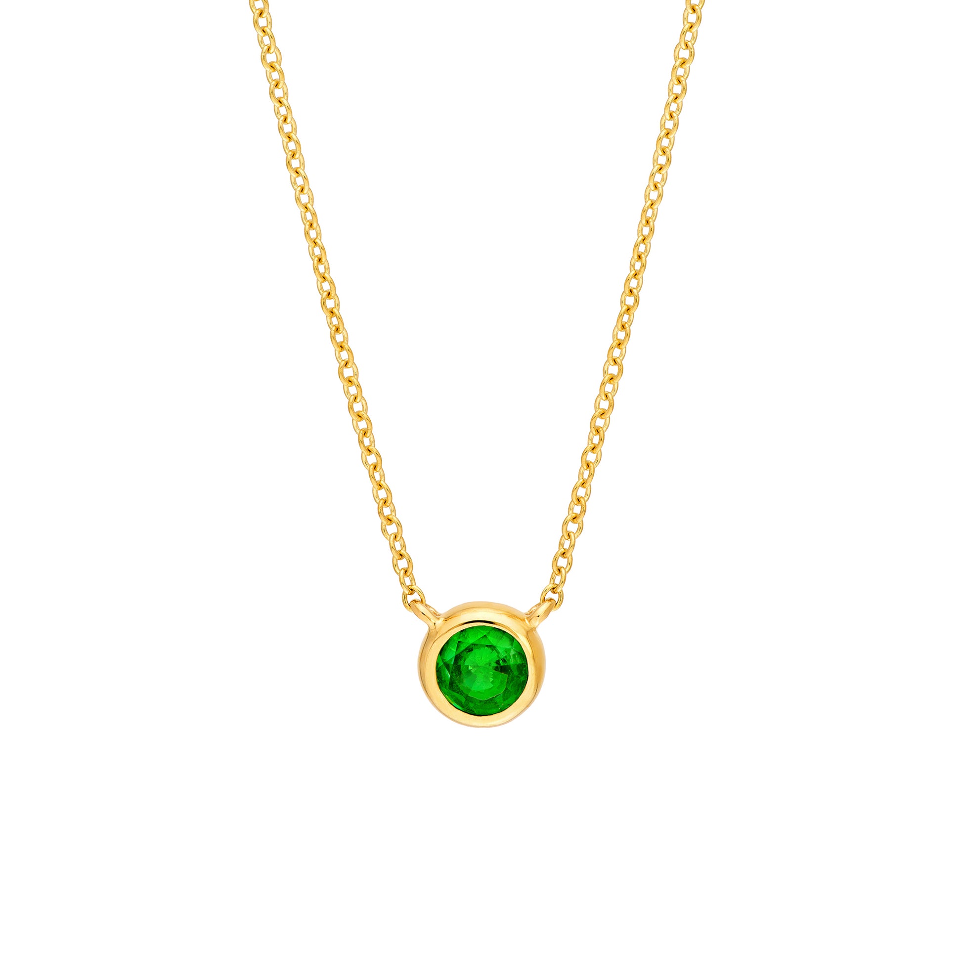 4mm Tsavorite Stone Bezel Necklace