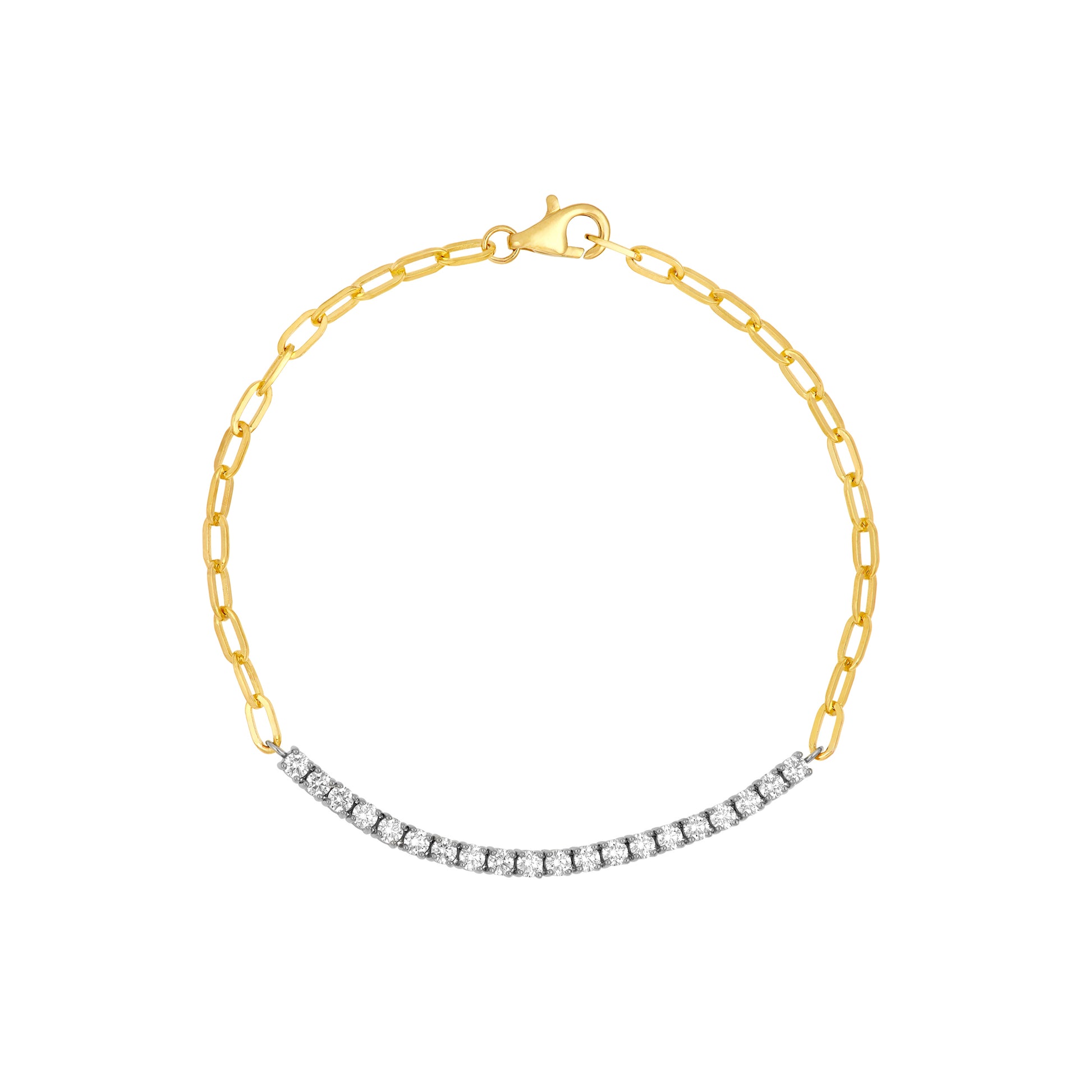 Two Tone 1.0tcw Diamond Paper Clip Bracelet