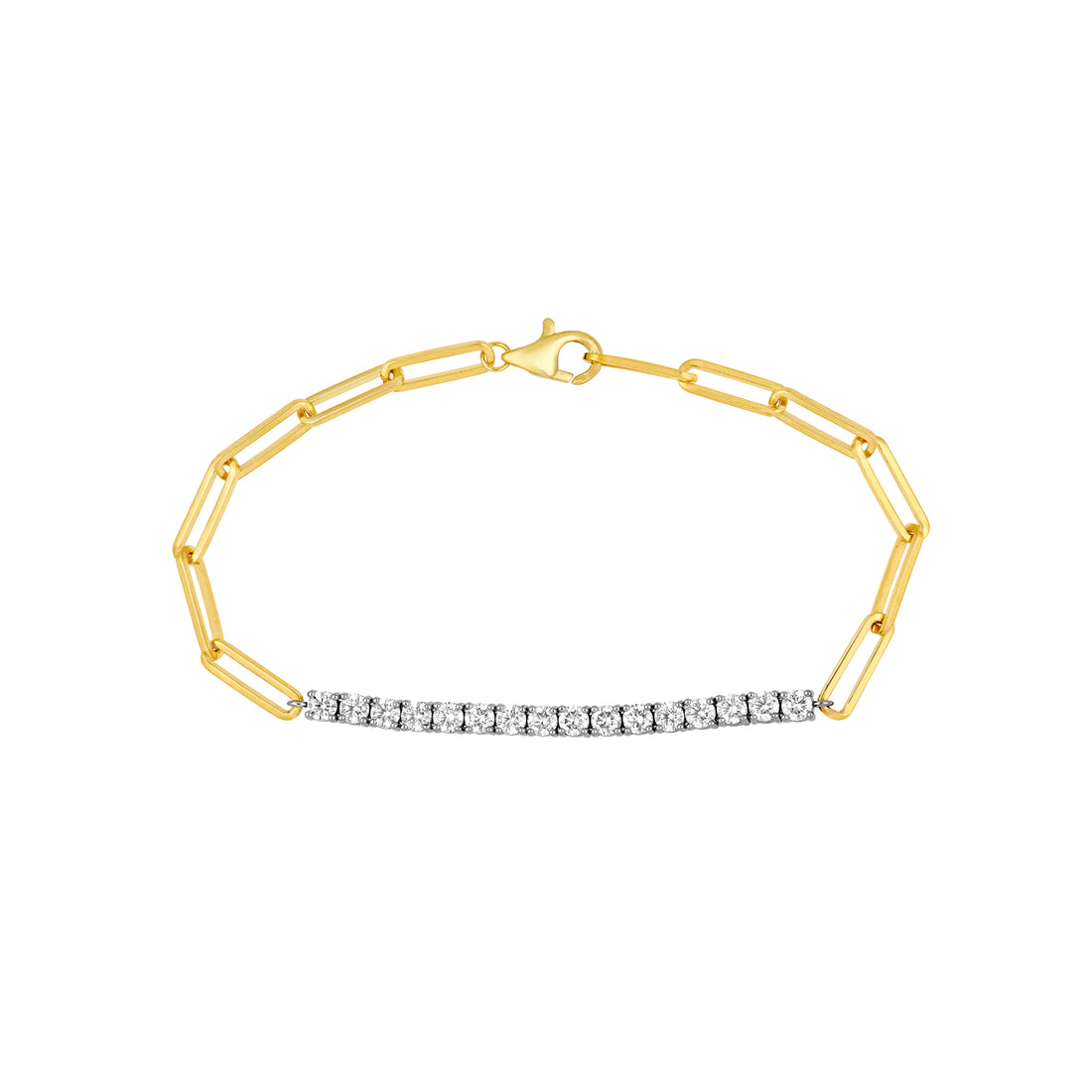 Two Tone 1-3/4tcw Diamond Paper Clip Bracelet