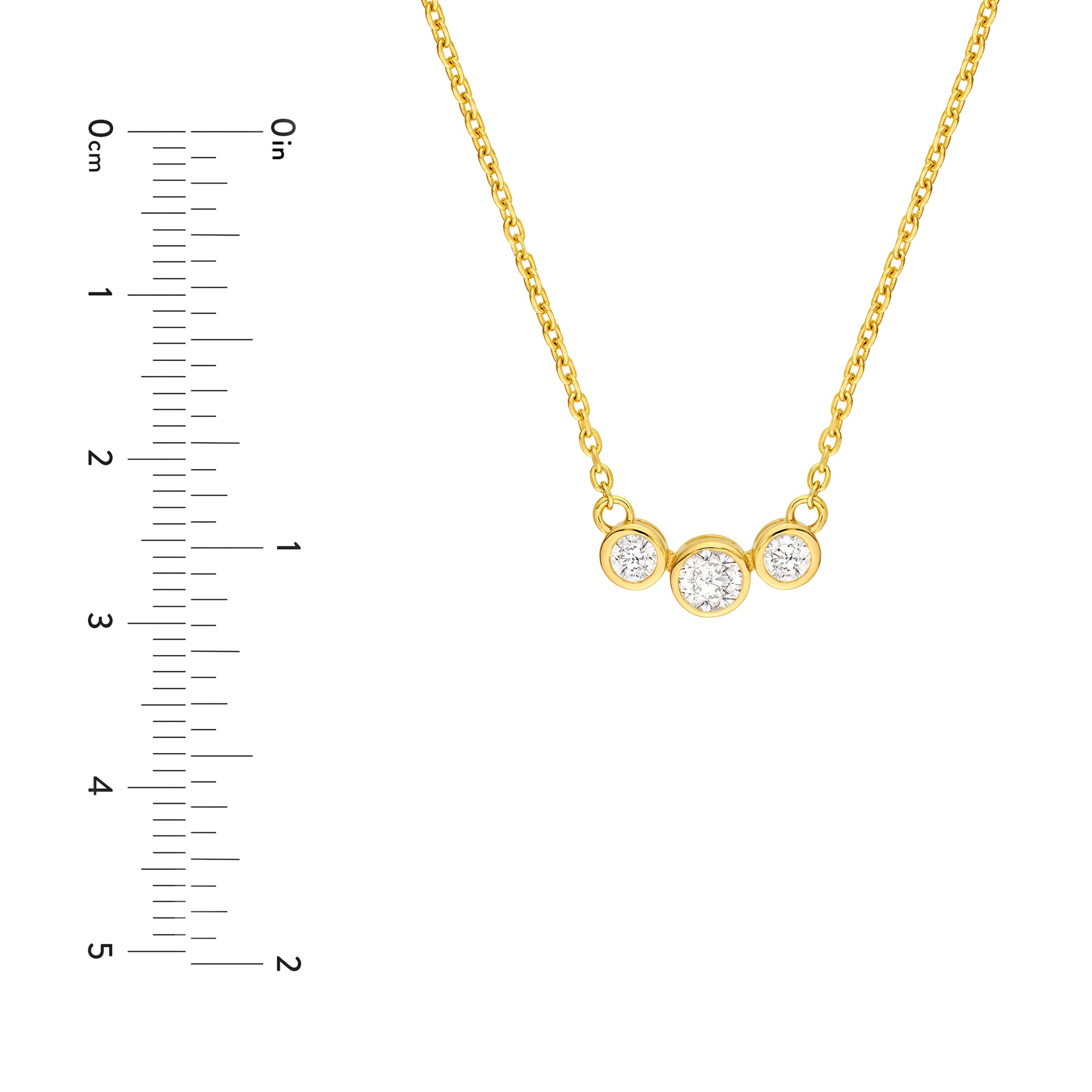 Bezel Set 3 Stone Graduated Necklace