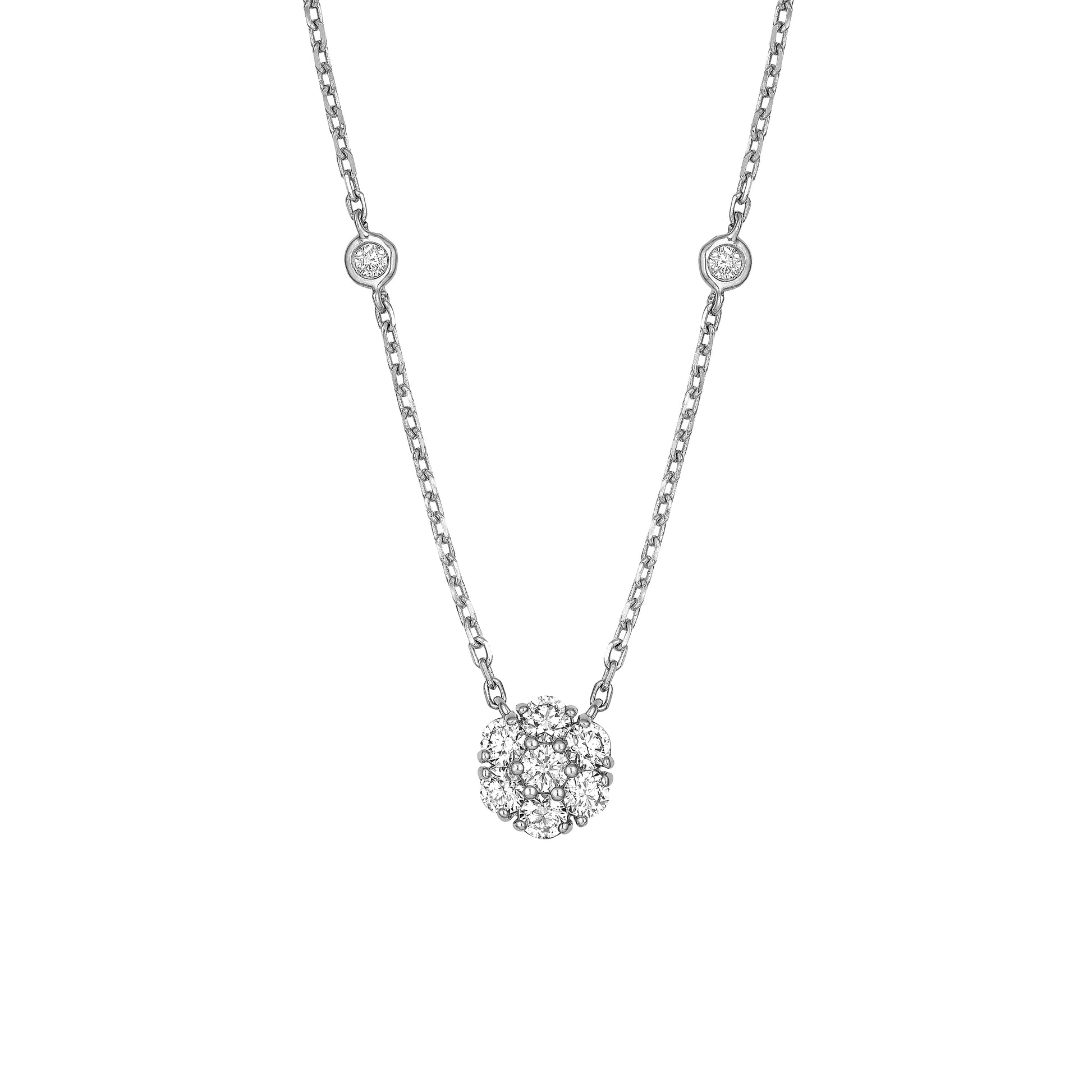 3/4tcw Diamond Cluster & Bezel Station Necklace